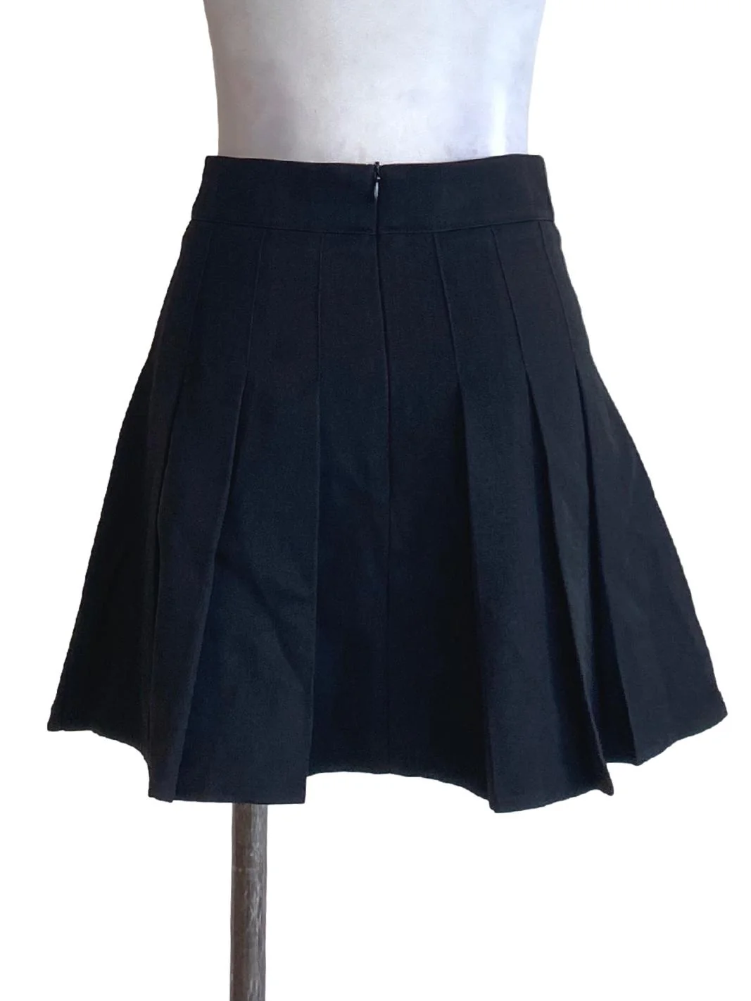 Rich Black Box Pleated Mini A-Line Skirt - Image 2