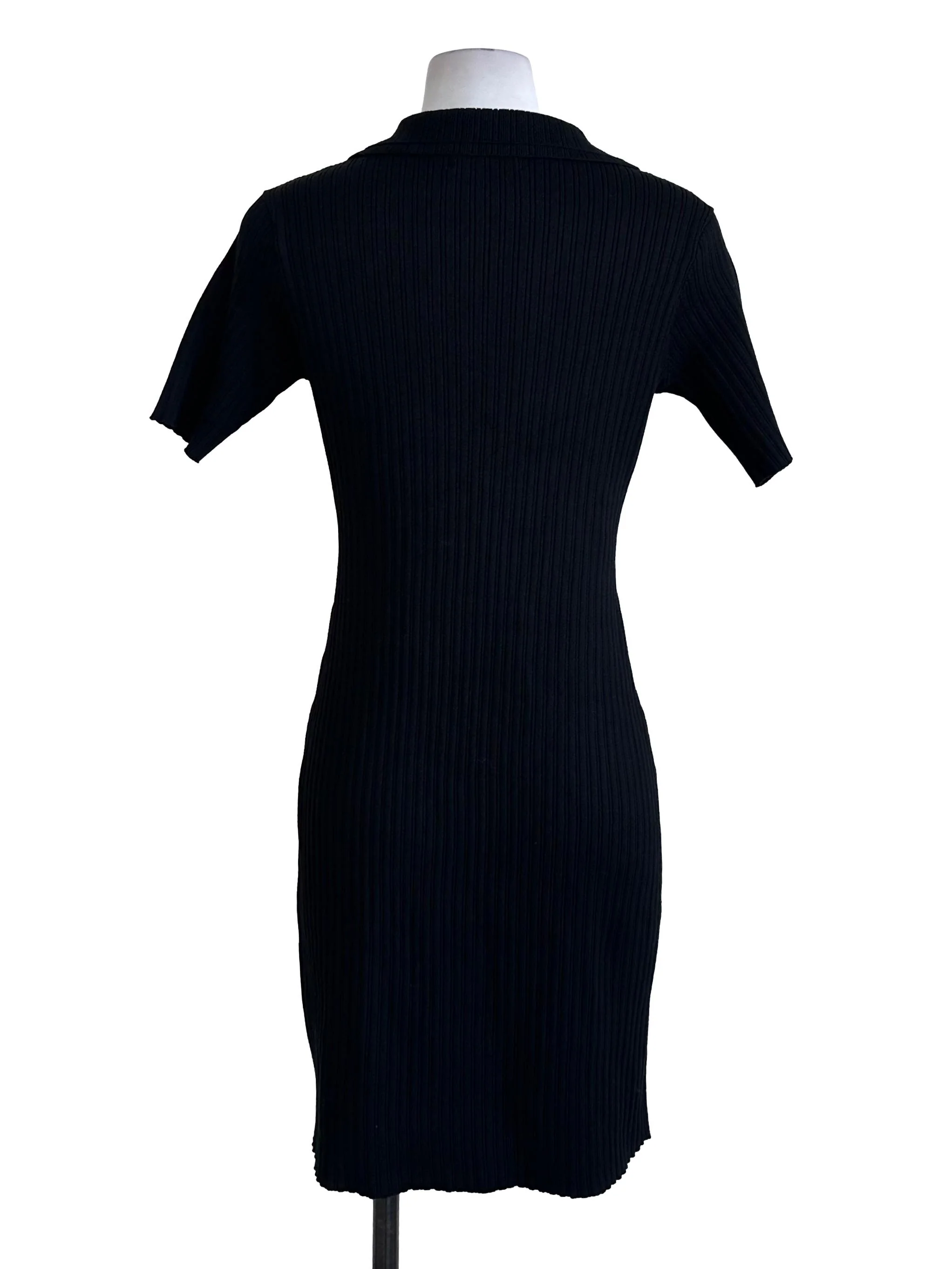 Rich Black Collar Knit Dress - Image 2