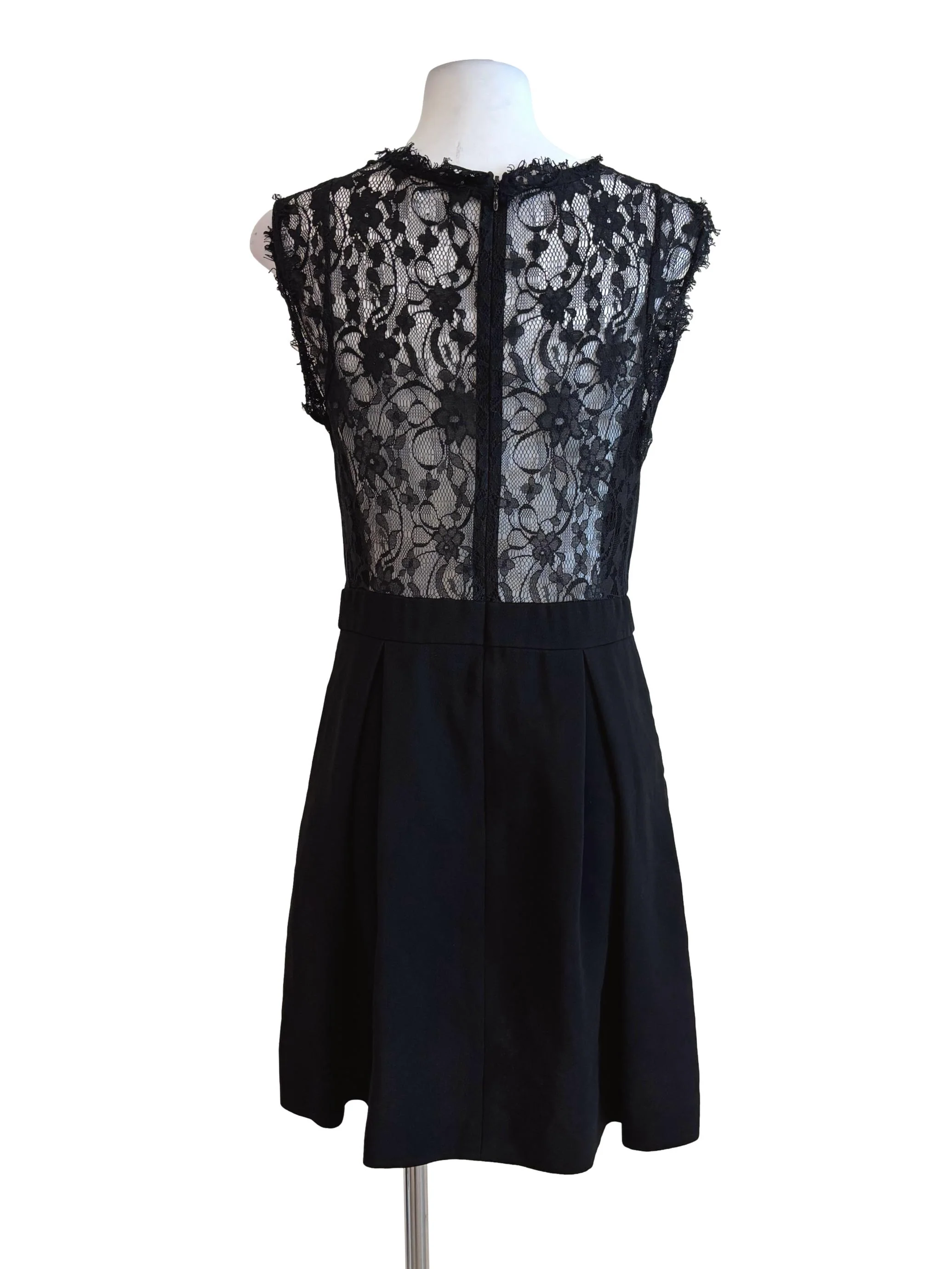 Rich Black Lace Back A-Line Dress - Image 2