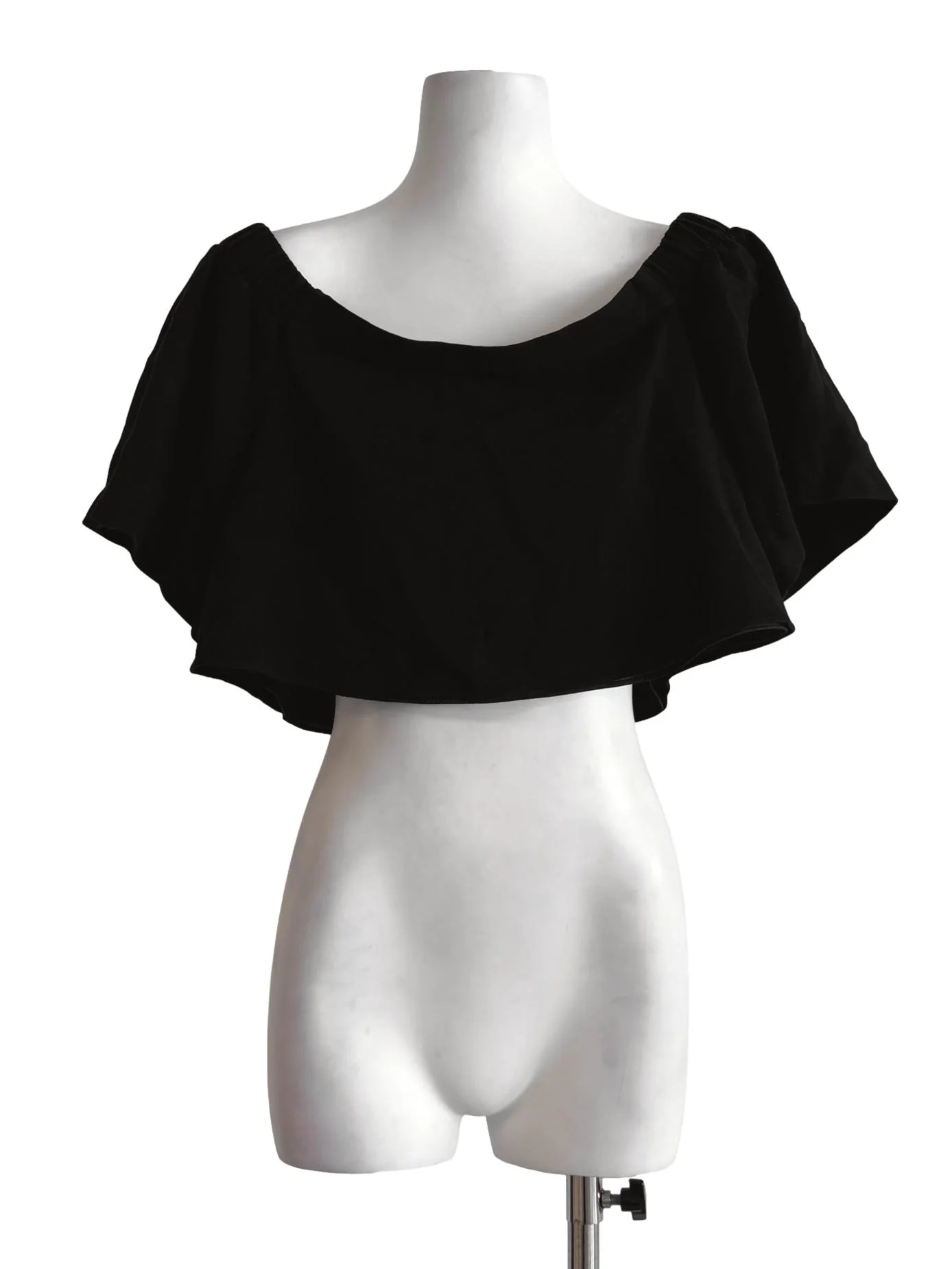 Rich Black Off Shoulder Crop Top