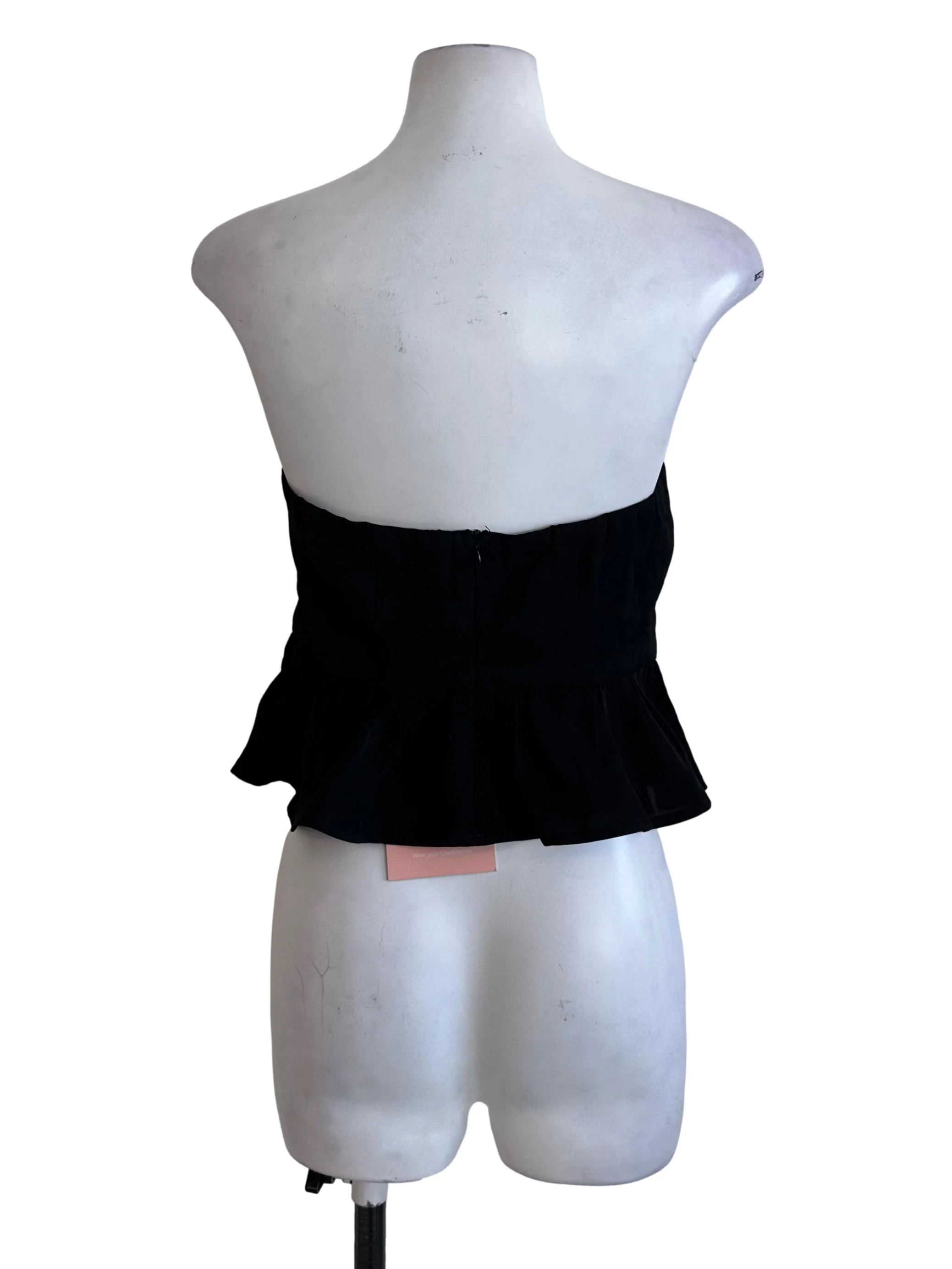 Rich Black Panel Peplum Tube Top - Image 2
