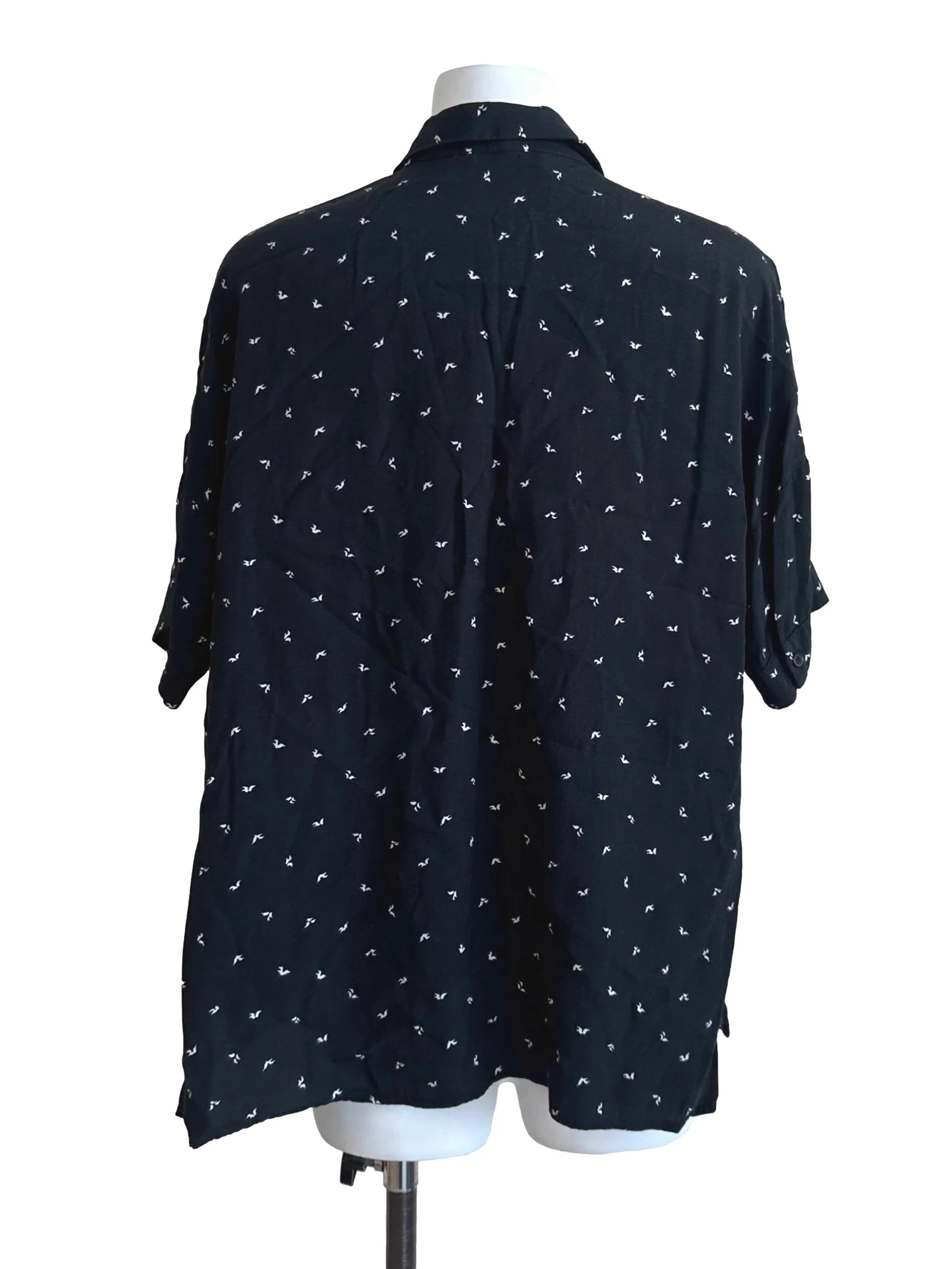 Rich Black Pattern Collar Top - Image 2