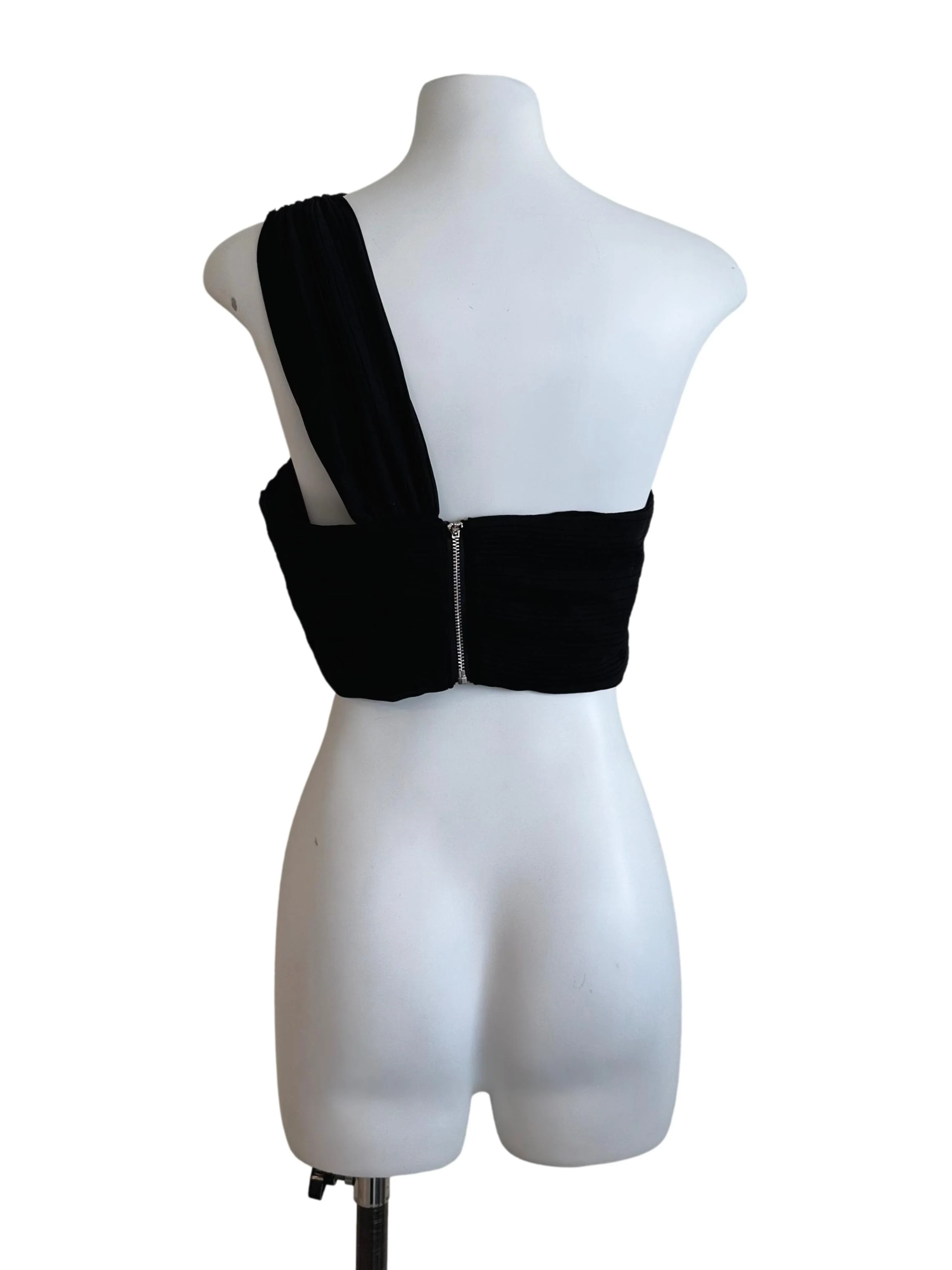 Rich Black Pleated Asymmetric Top - Image 2