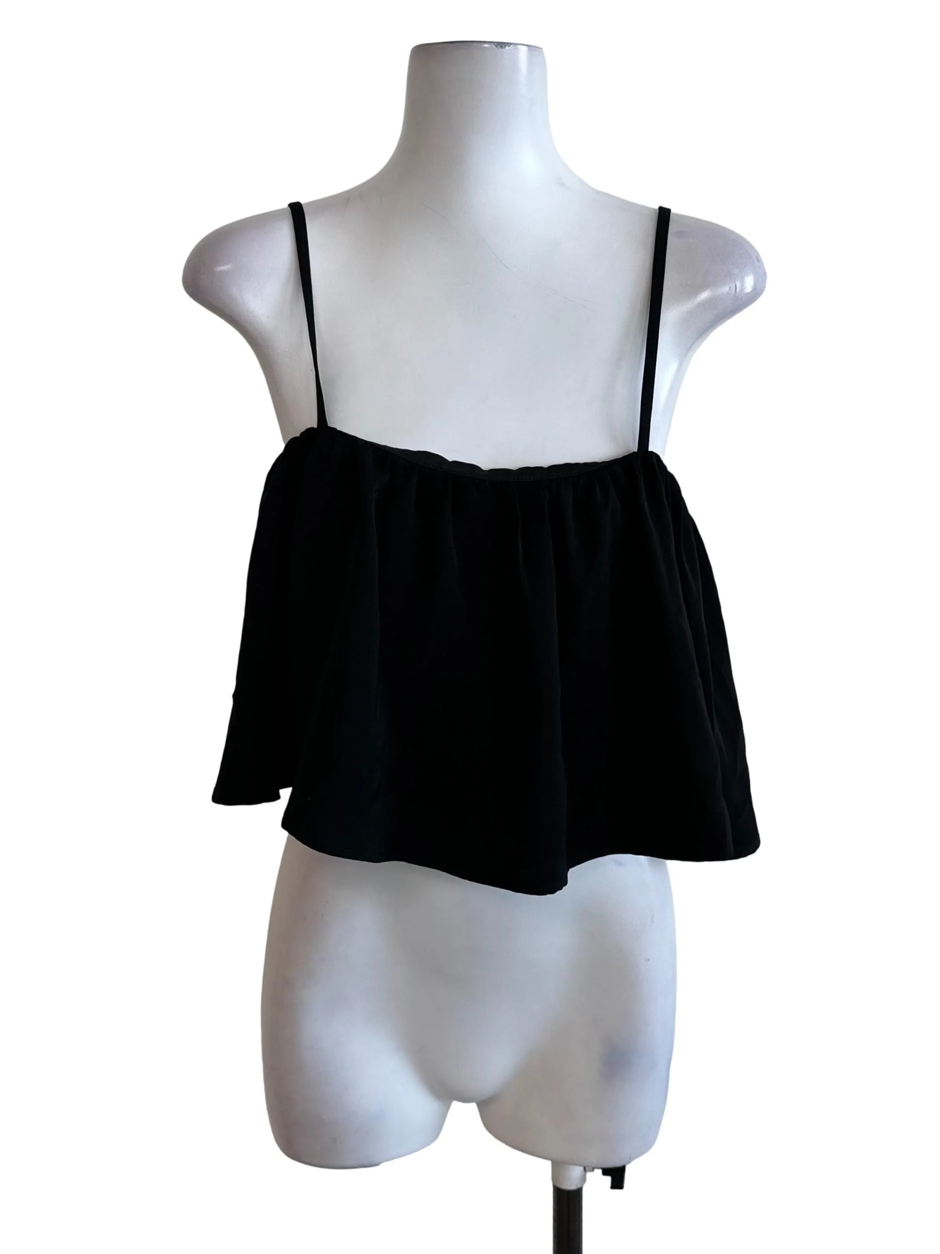 Rich Black Spaghetti Strap Babydoll Top