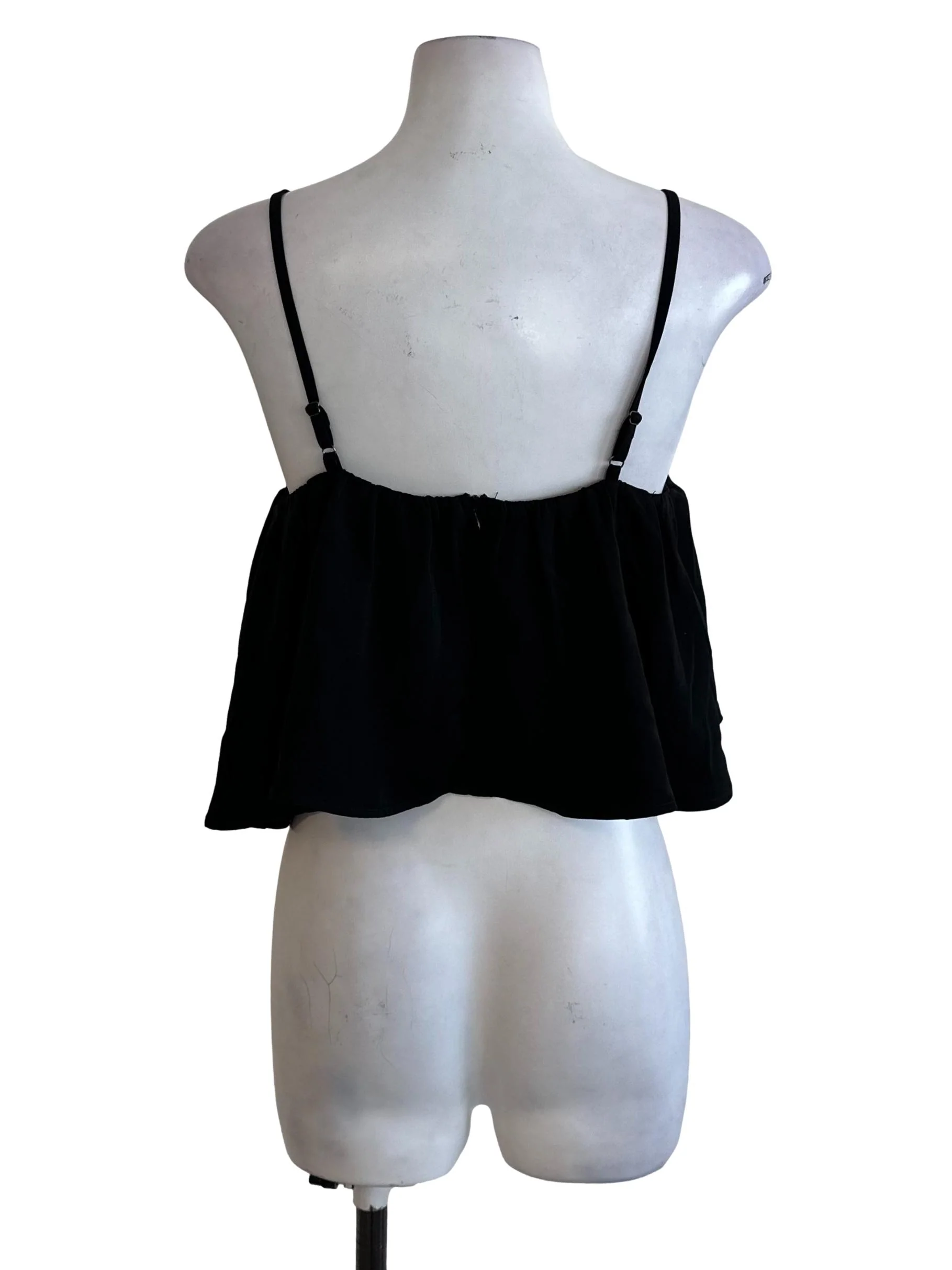 Rich Black Spaghetti Strap Babydoll Top - Image 2