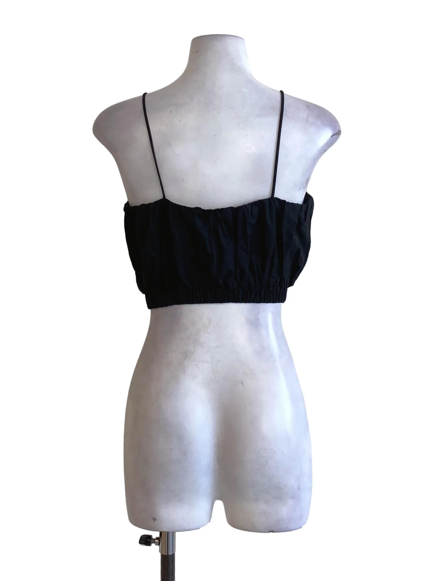 Rich Black Spaghetti Strap Waisted Cropped Top TWL - Image 2