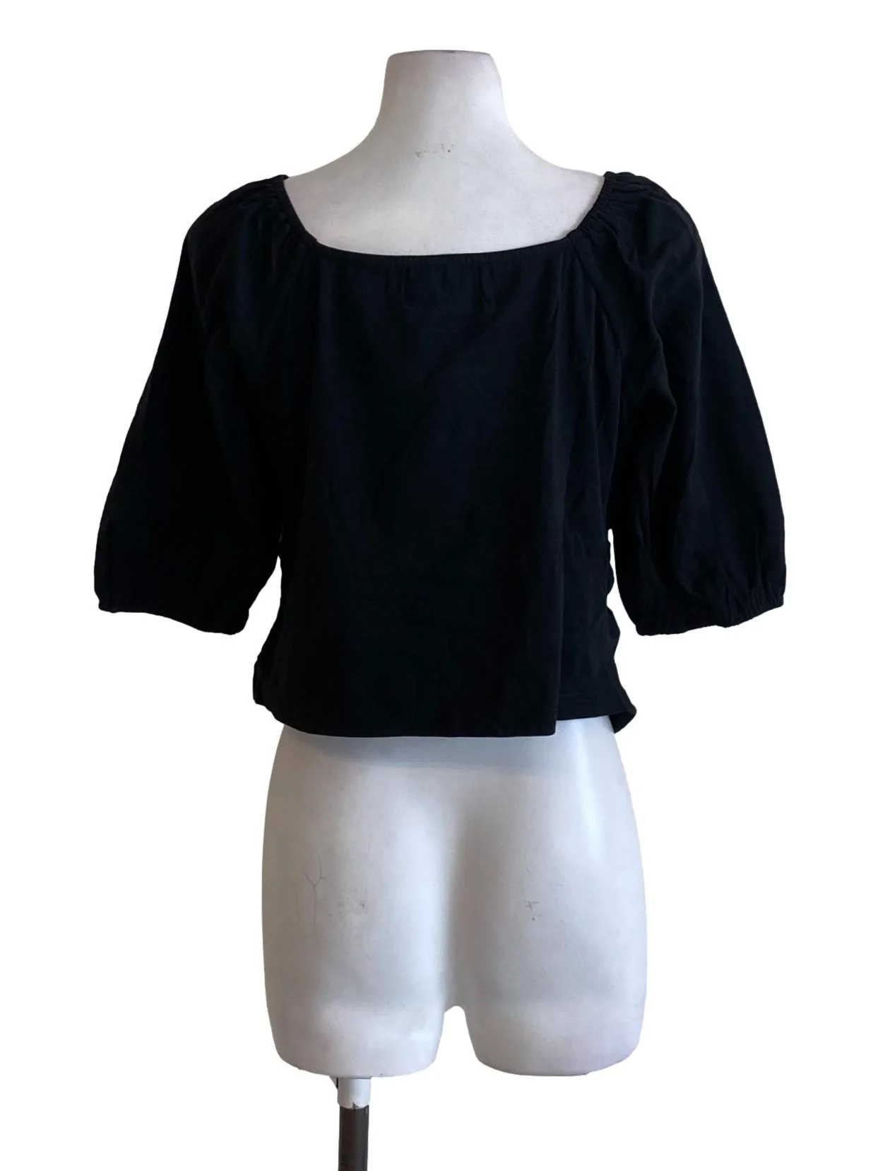 Rich Black Square Neck Bodycon Top - Image 2