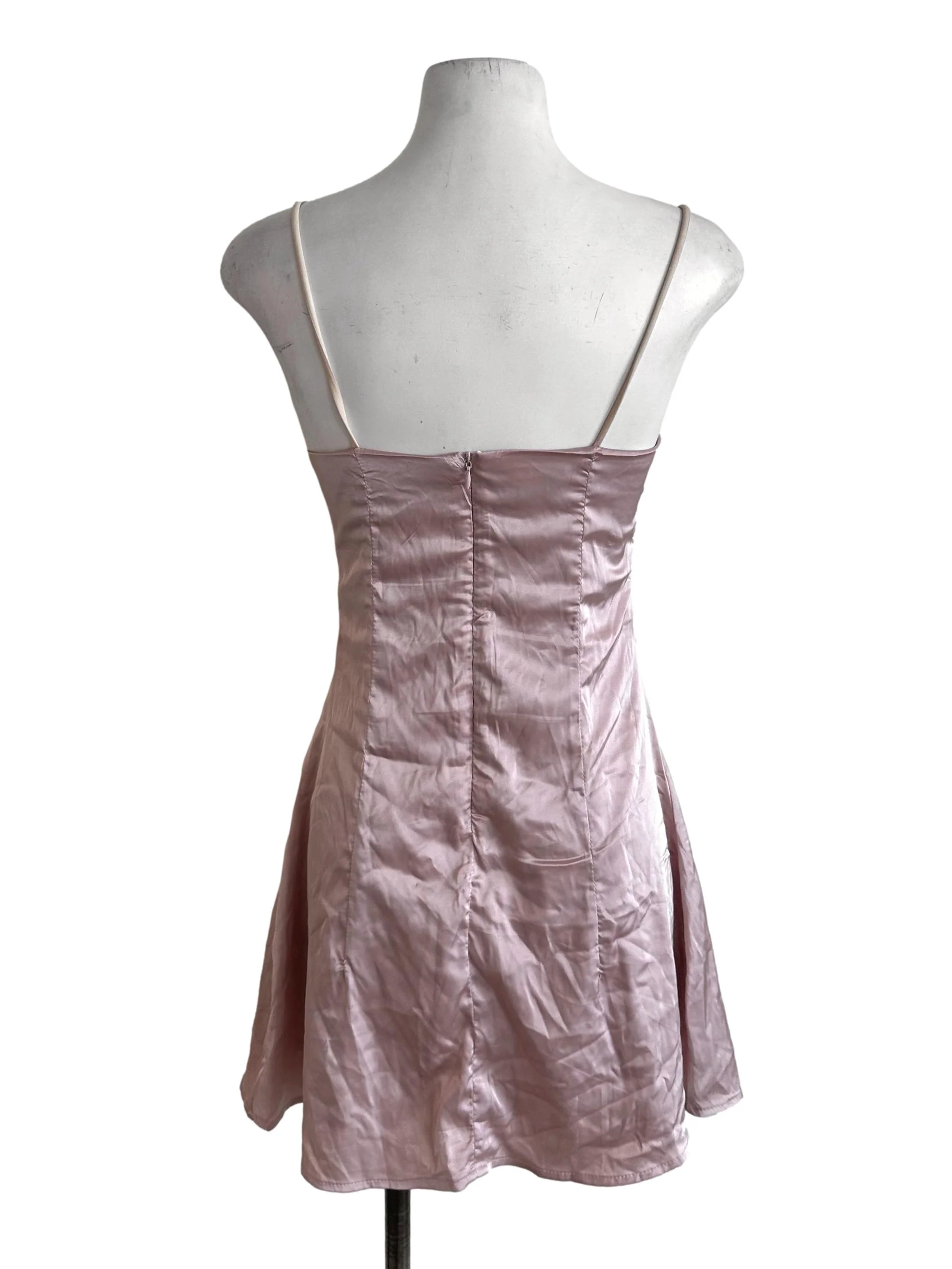 Rose Gold Satin Sweetheart Dress - Image 2