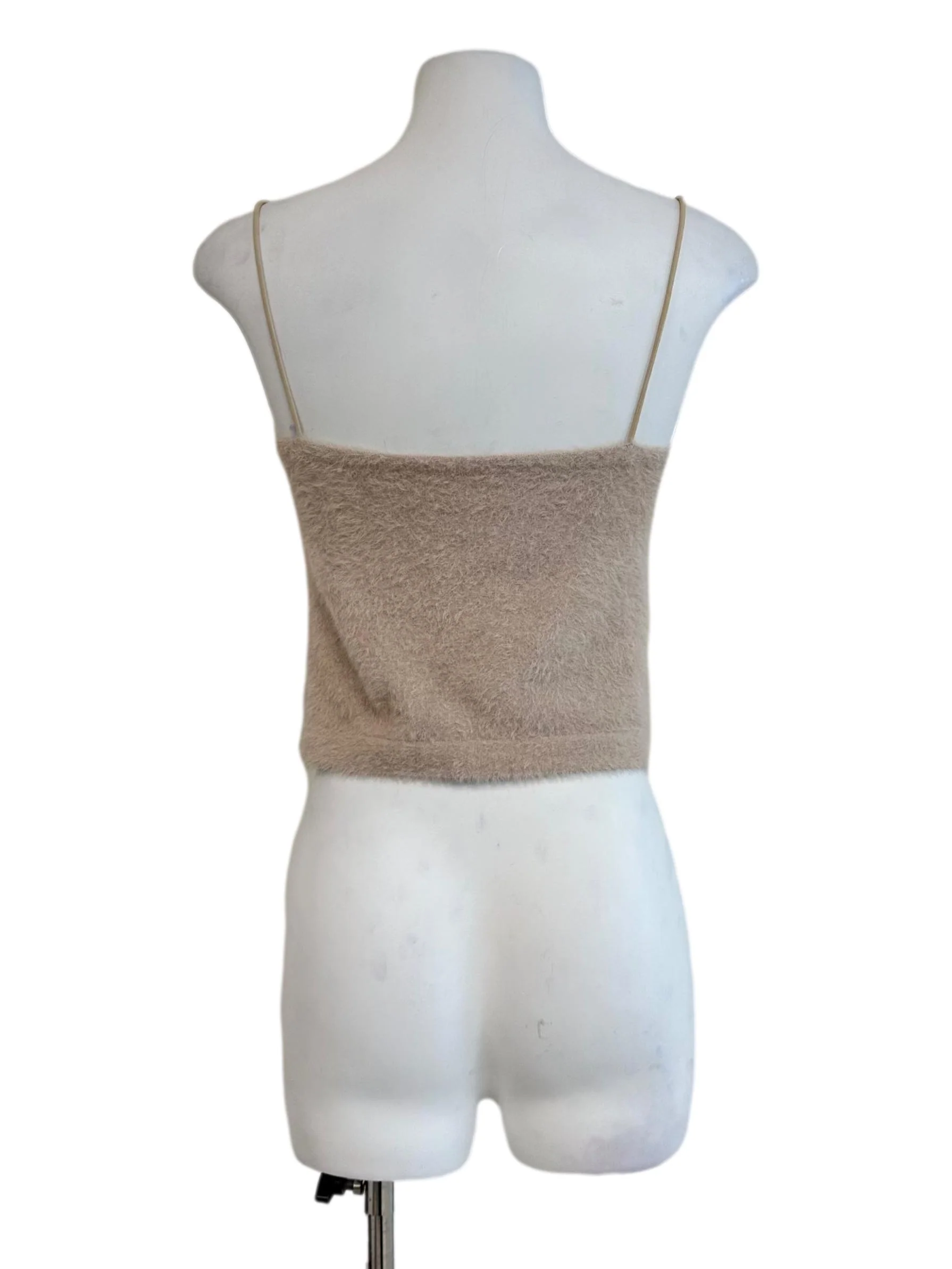 Rose Pink Fur Spaghetti Strap Top - Image 2