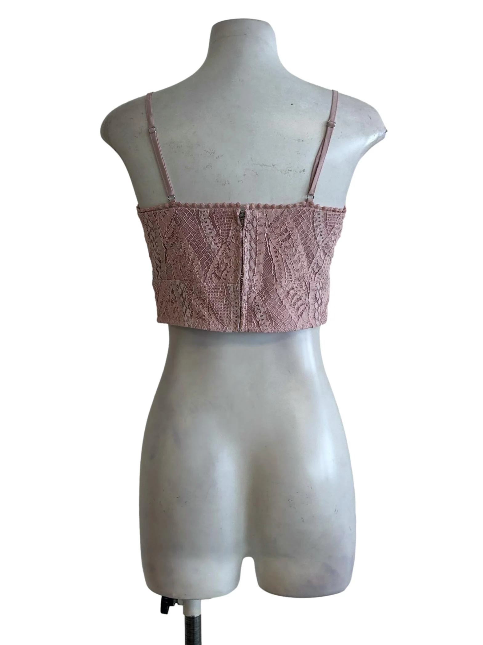 Rose Pink Lace Cami Crop Top - Image 2