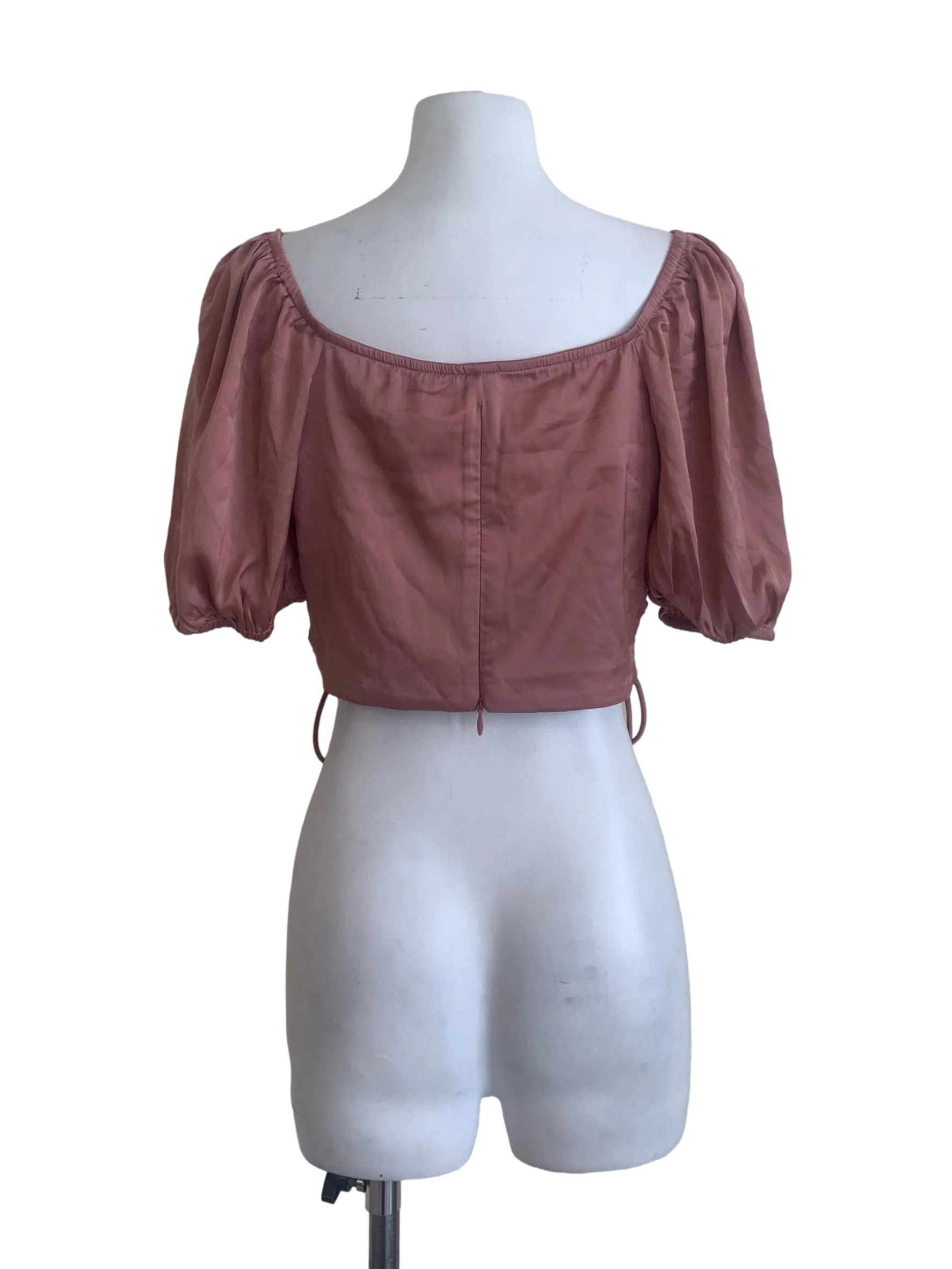 Rose Pink Puffed Sleeves Top - Image 2