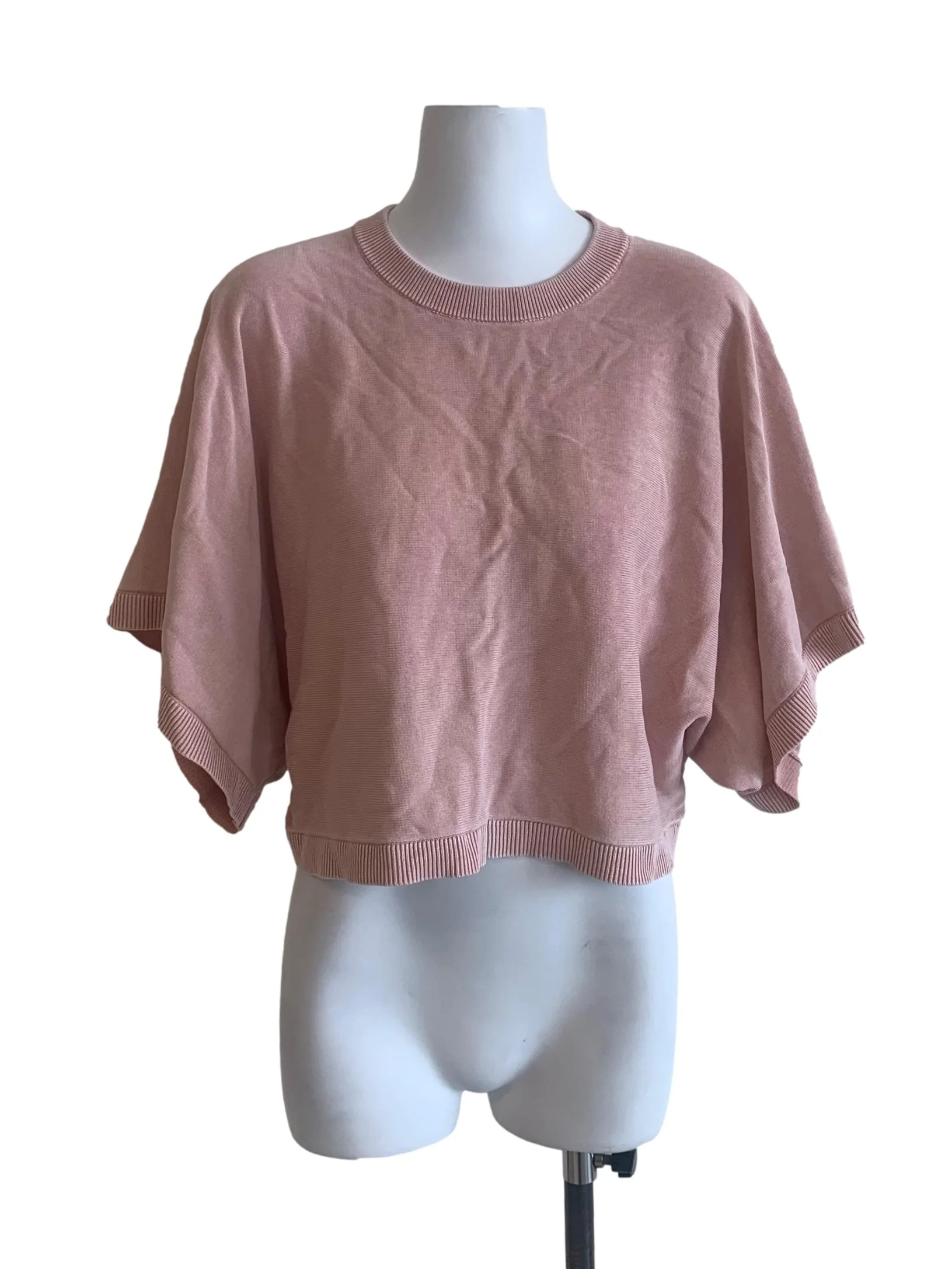 Rose Pink Round Neck Crop Top