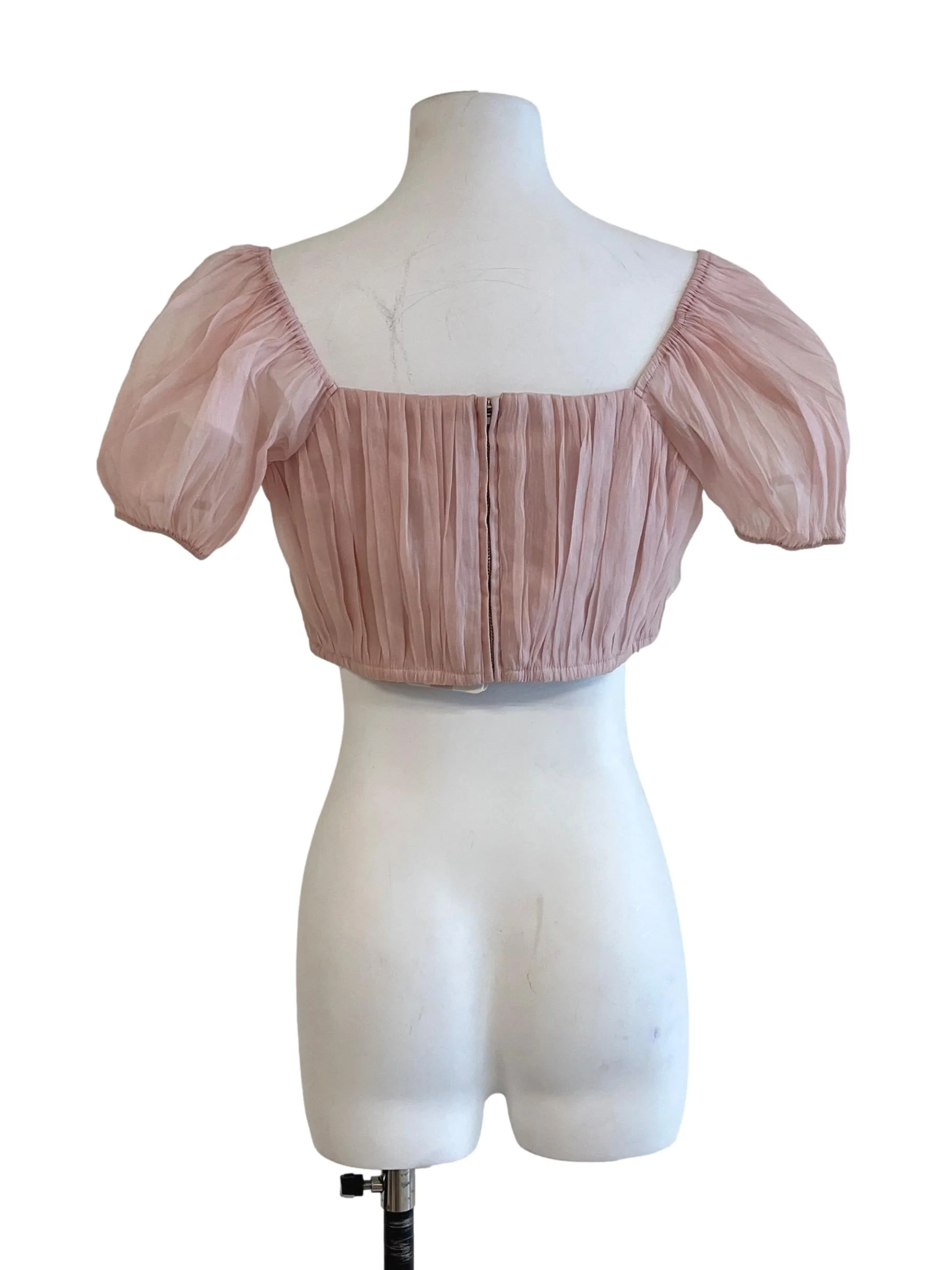 Rose Pink Textured Square Neck Top - Image 2