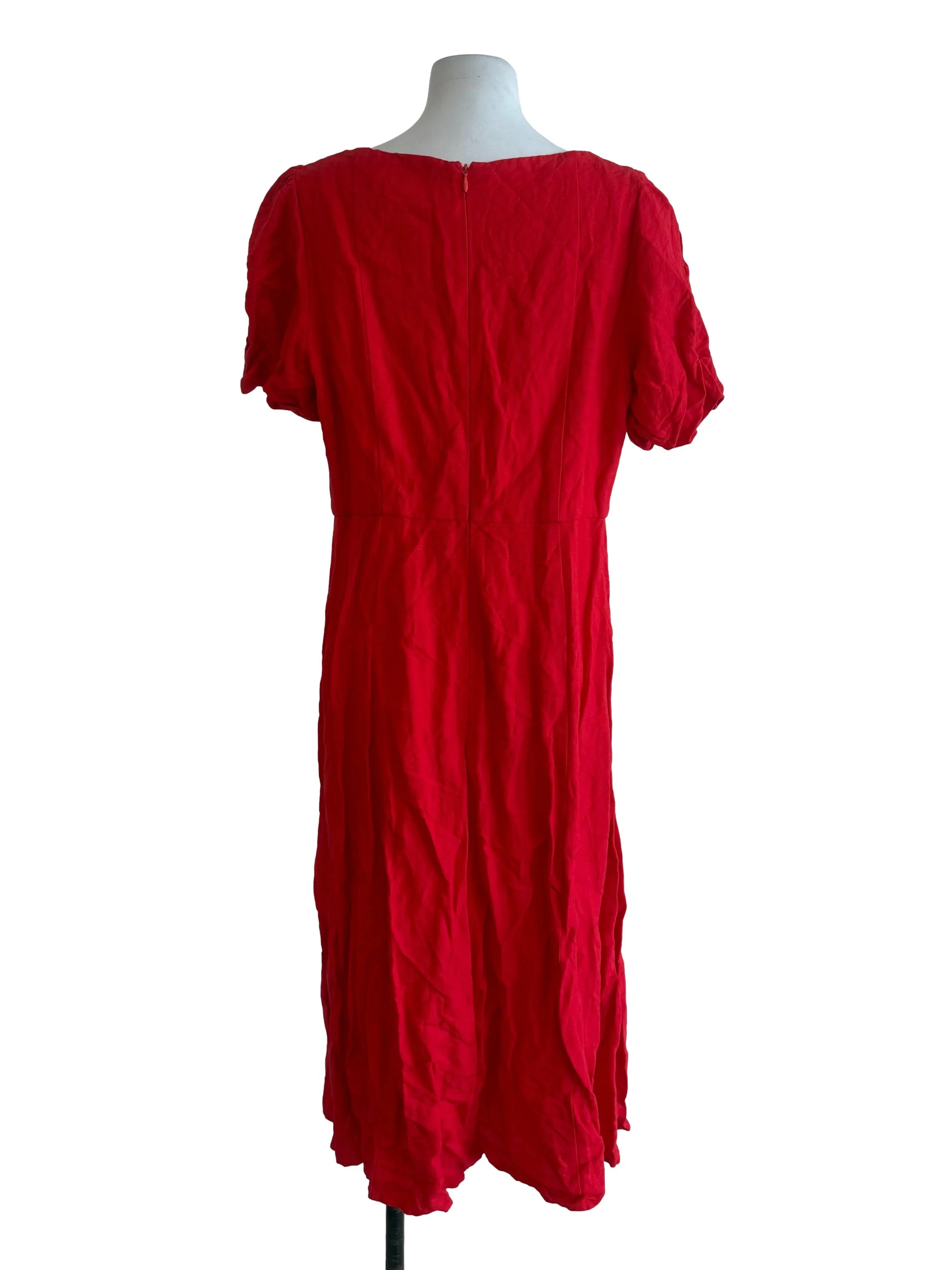 Rose Red Square Neck Dress - Image 2