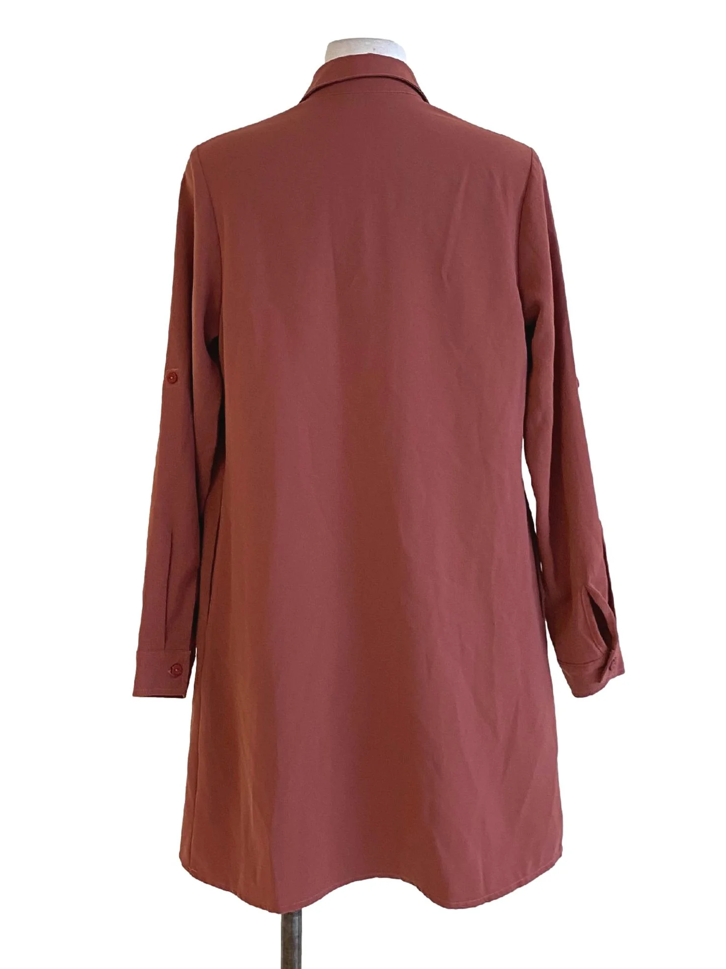 Rosewood Pink Collared Buttoned Down Long Sleeve Shirt Dress - Image 2