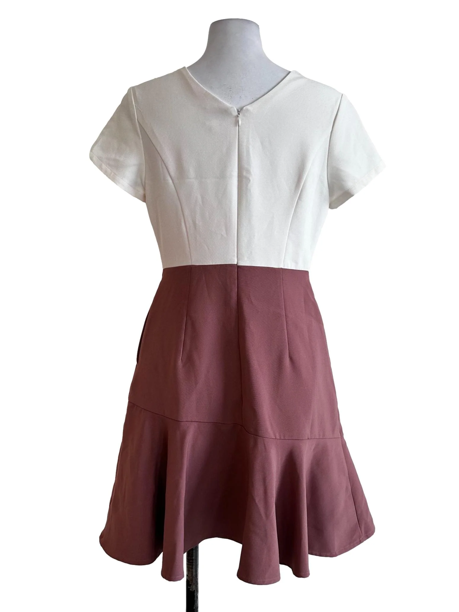 Rosewood Pink Plain Mini Dress - Image 2