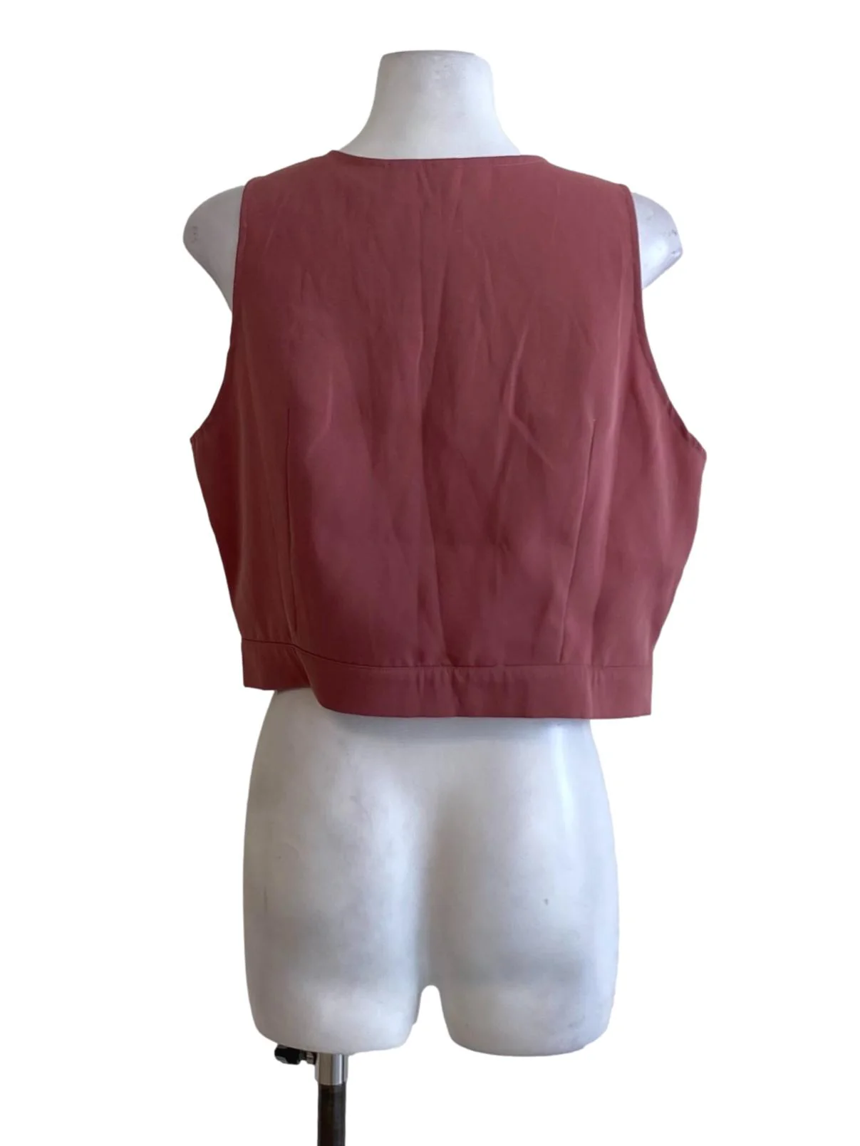 Rosewood Pink V-Neck Double Closure Cropped Top - Image 2