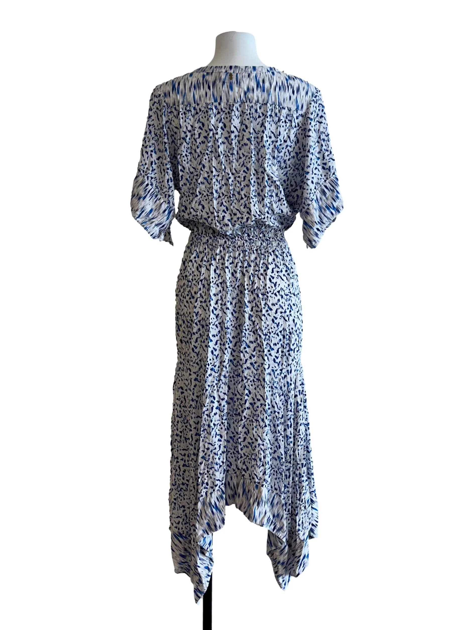 Royal Blue And White Asymmetrical Dress - Image 2