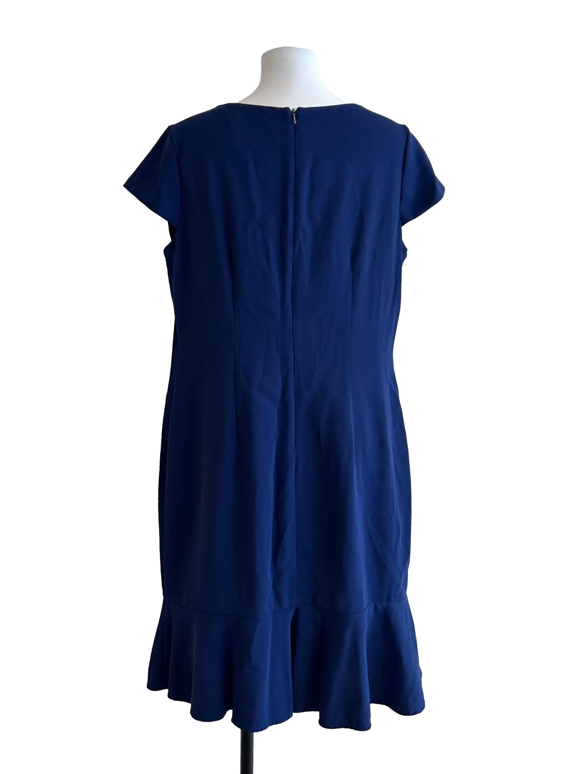 Navy Blue Ruffle V Neck Dress - Image 2