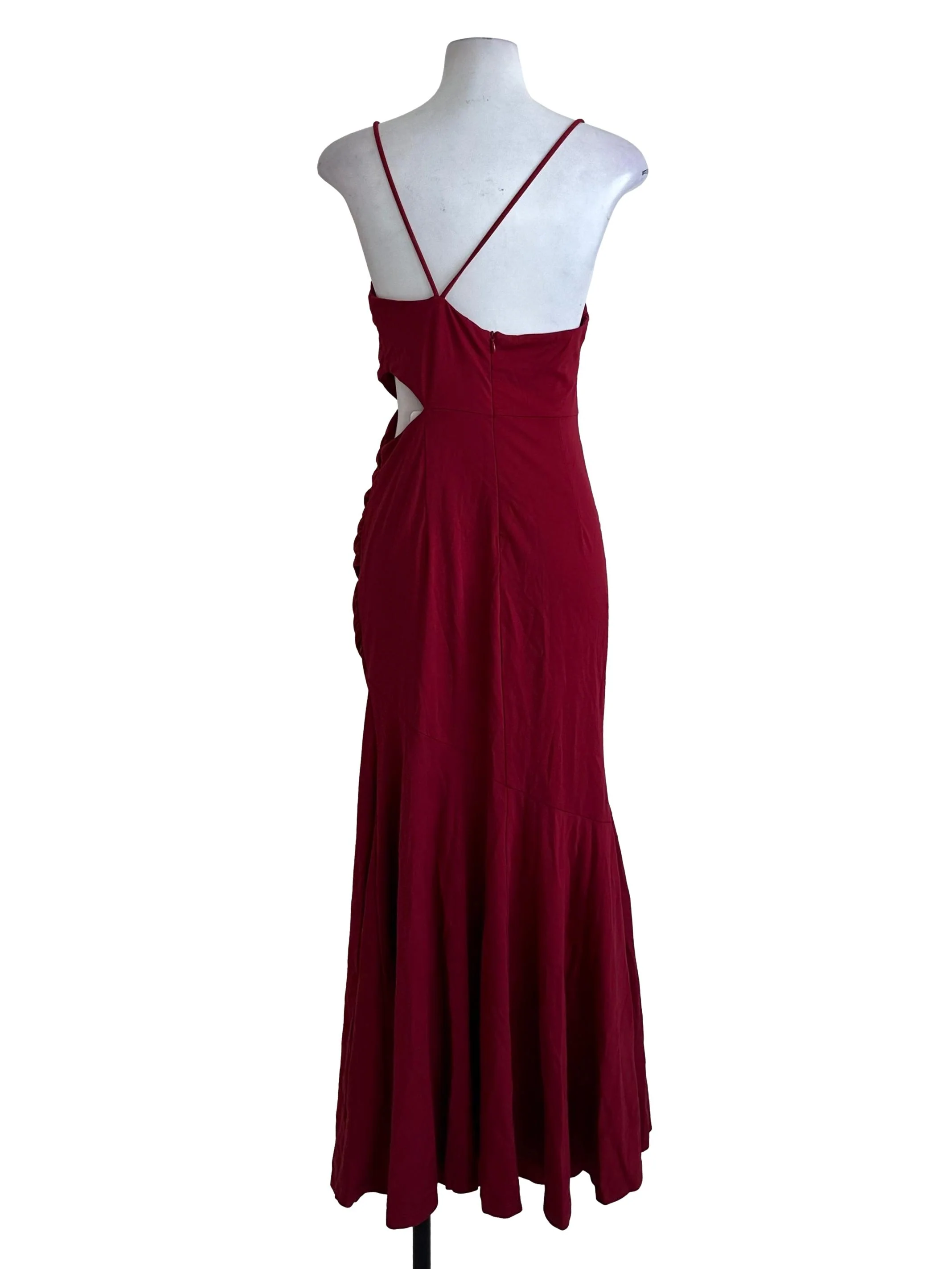 Ruby Red Drape Spaghetti Strap Dress - Image 2