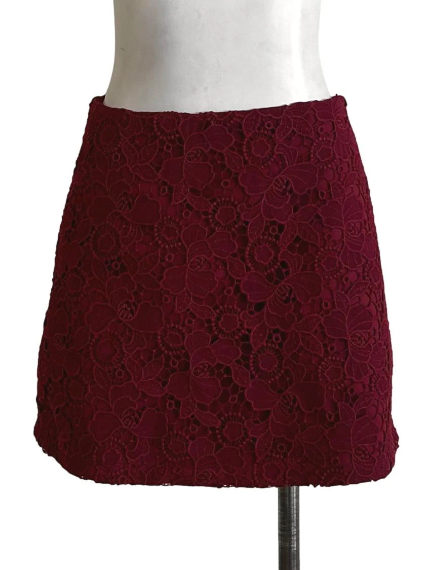 Ruby Red Embroidered Skirt
