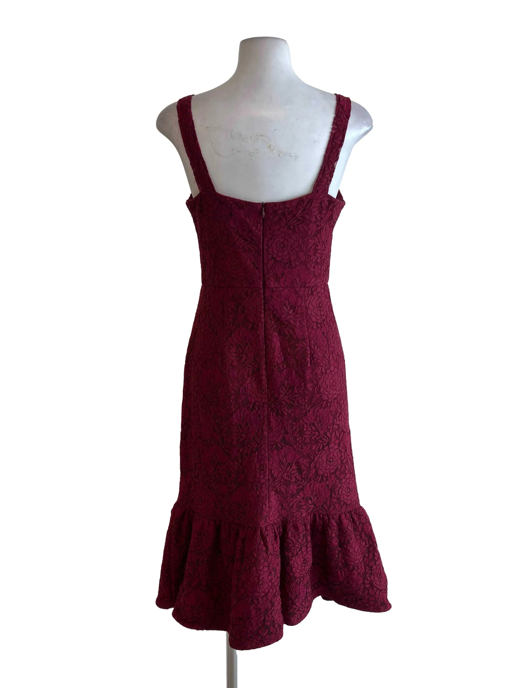 Ruby Red Lace Ruffle Dress - Image 2