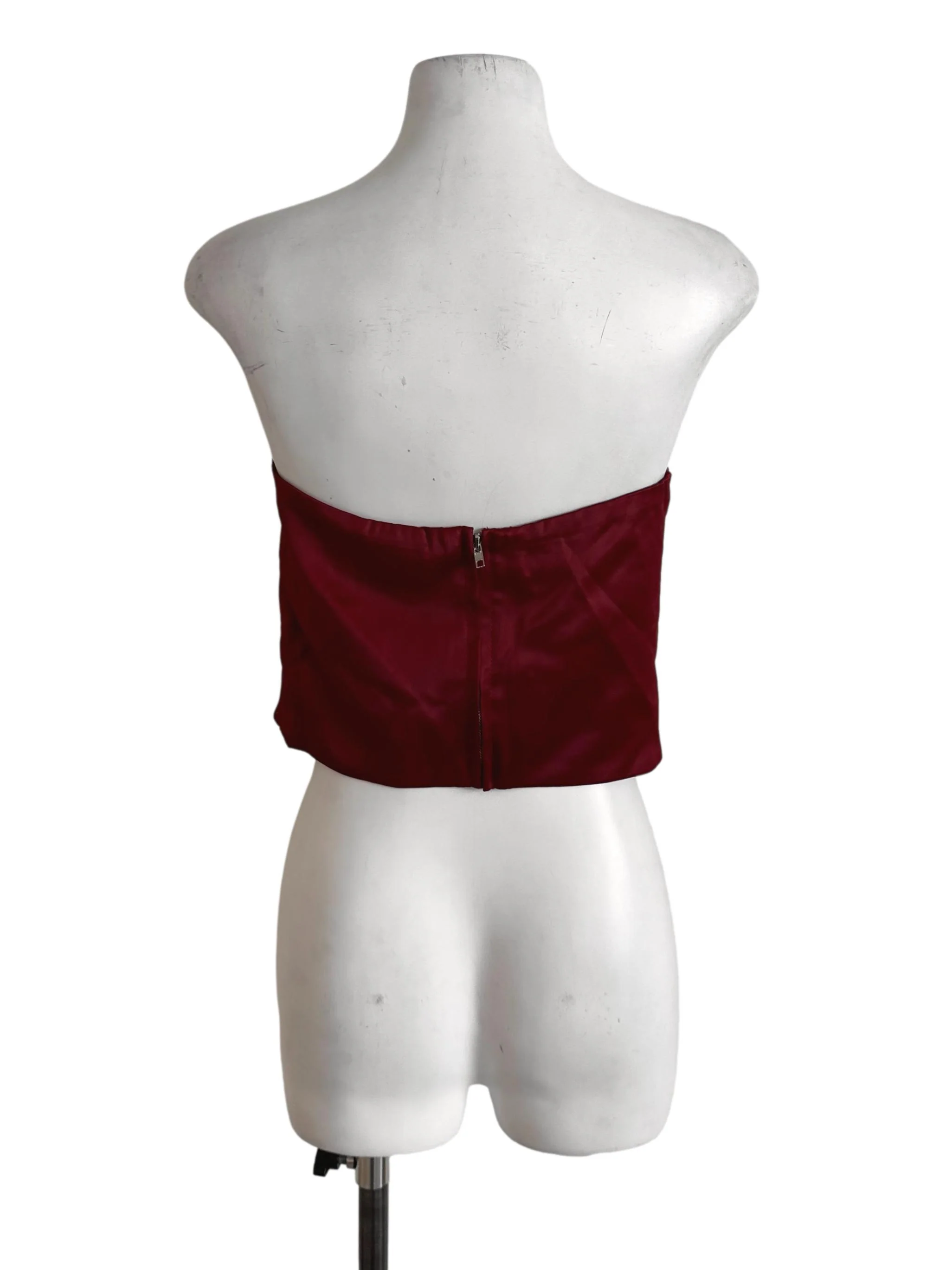 Ruby Red Ribbon Satin Tube Top - Image 2