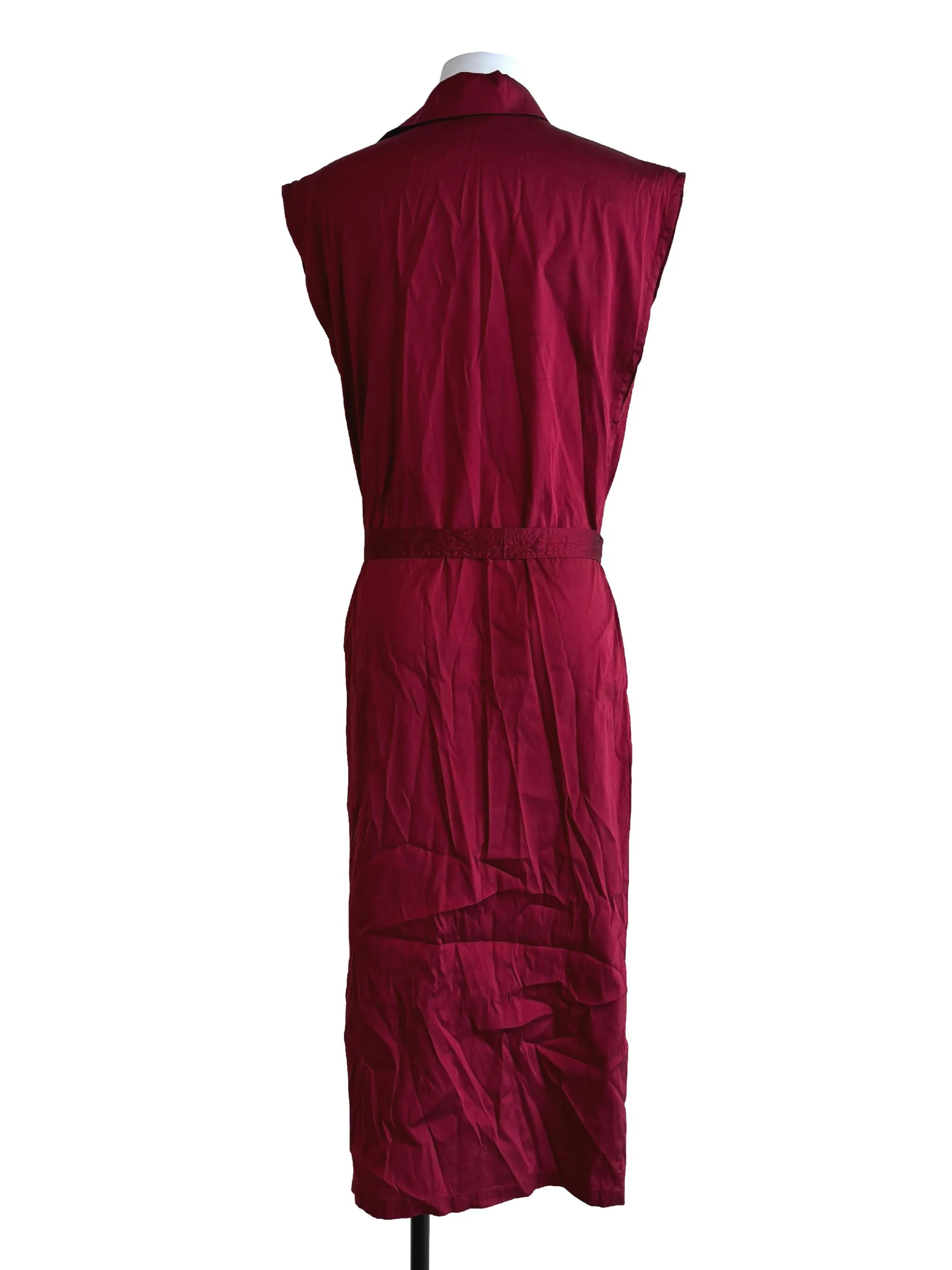 Ruby Red Sleeveless Buttoned Dress - Image 2