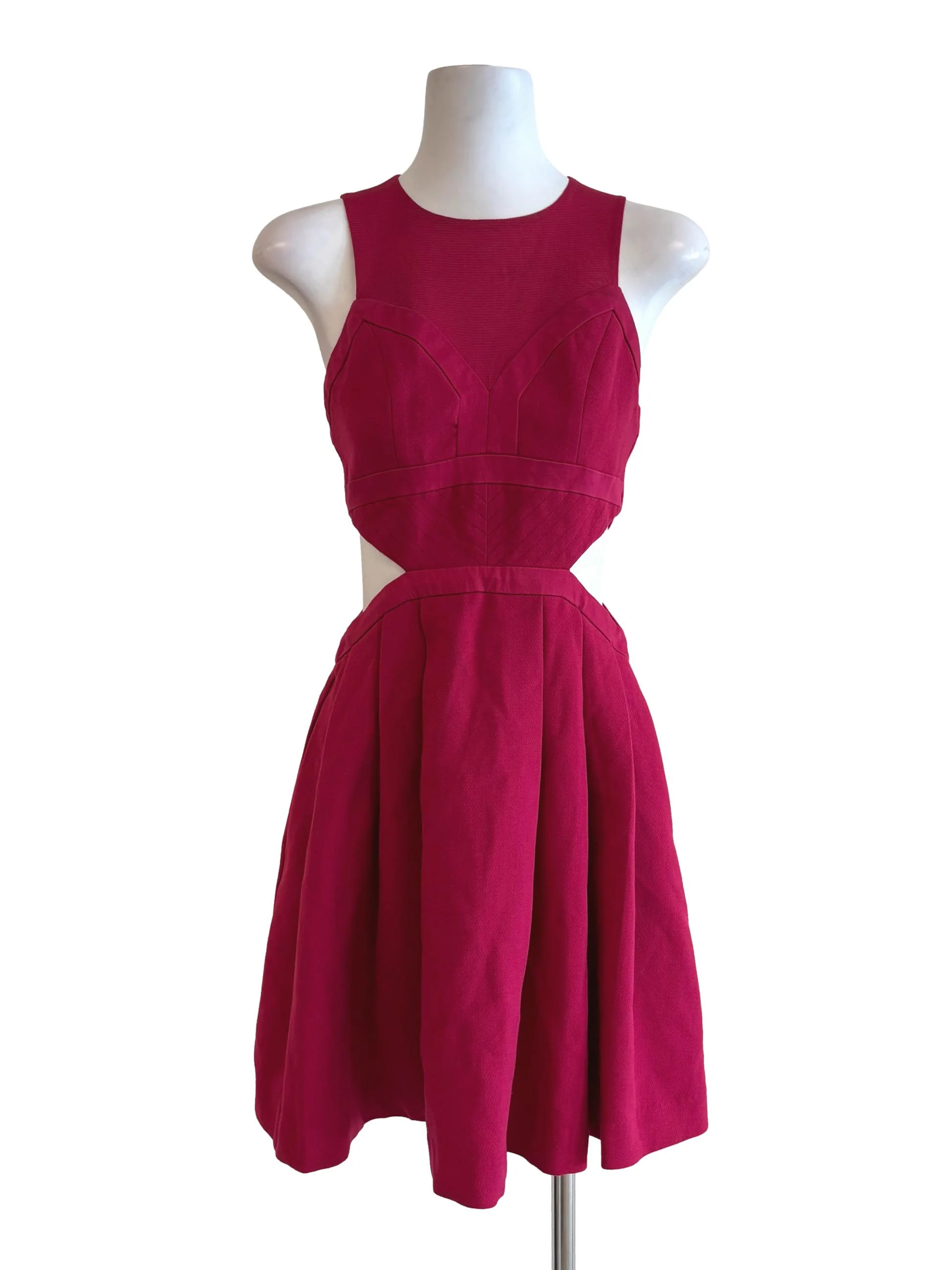 Ruby Red Sleeveless Cut Out A-Line Dress LB