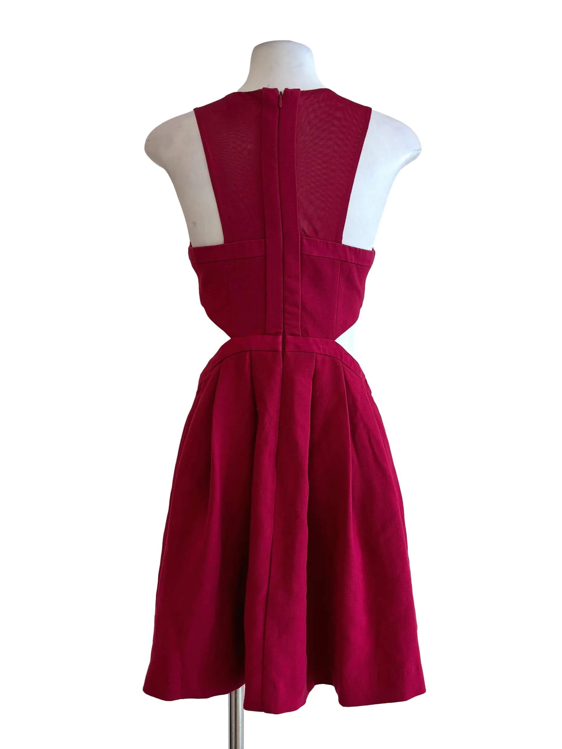 Ruby Red Sleeveless Cut Out A-Line Dress LB - Image 2