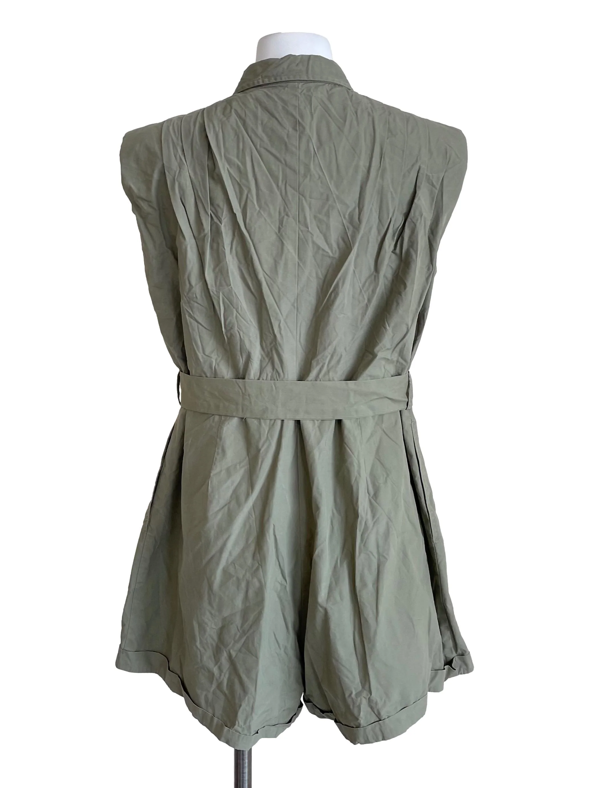 Sage Draped Bust Pockets Romper - Image 2