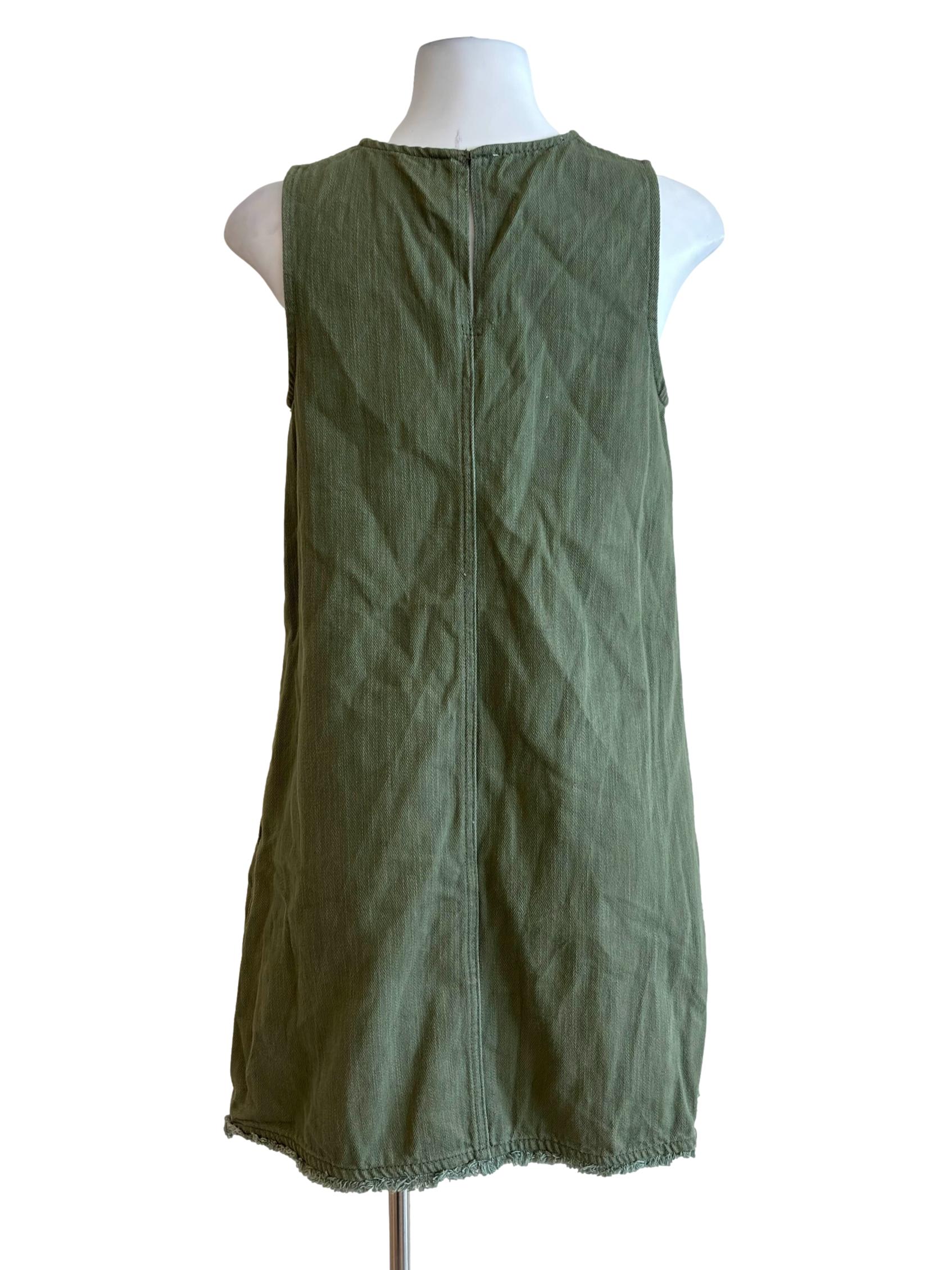 Sage Green Denim Shift Dress - Image 2
