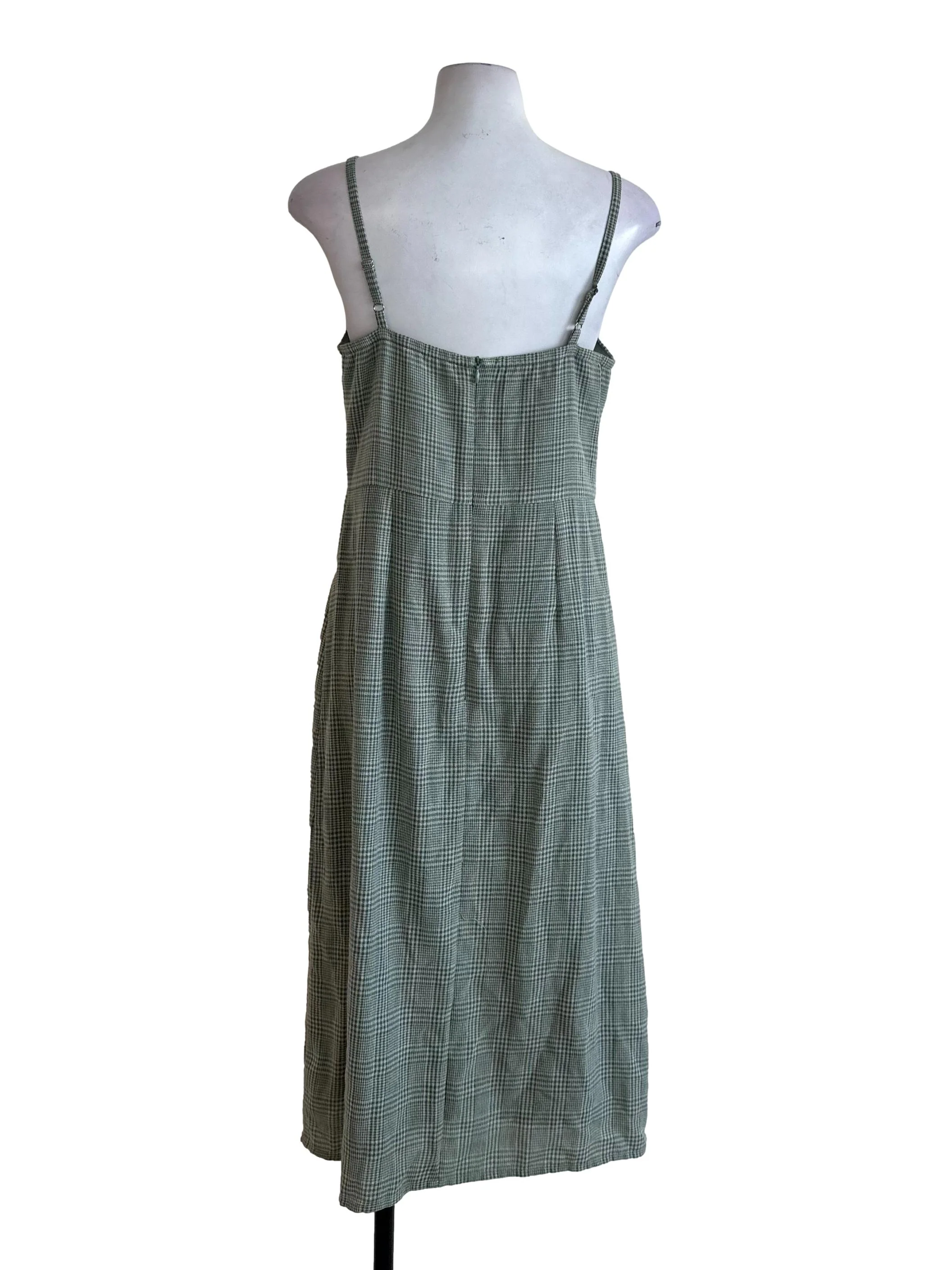 Sage Green Pattern Knot Button Dress - Image 2