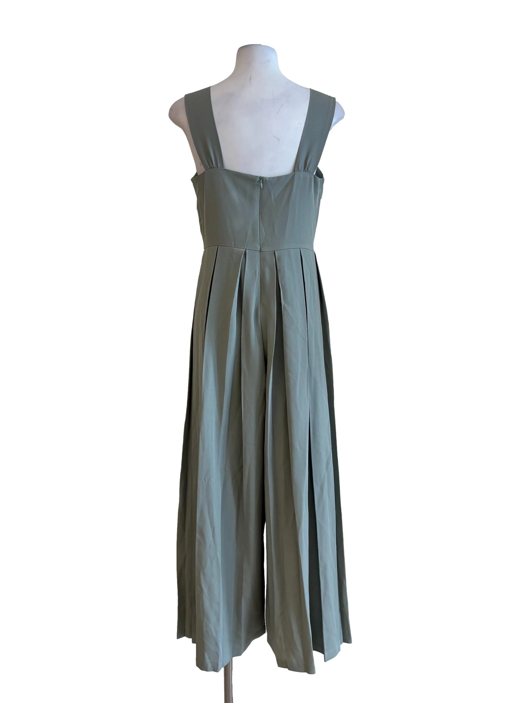 Sage Green Sleeveless Pleated Jumpsuit - Image 2