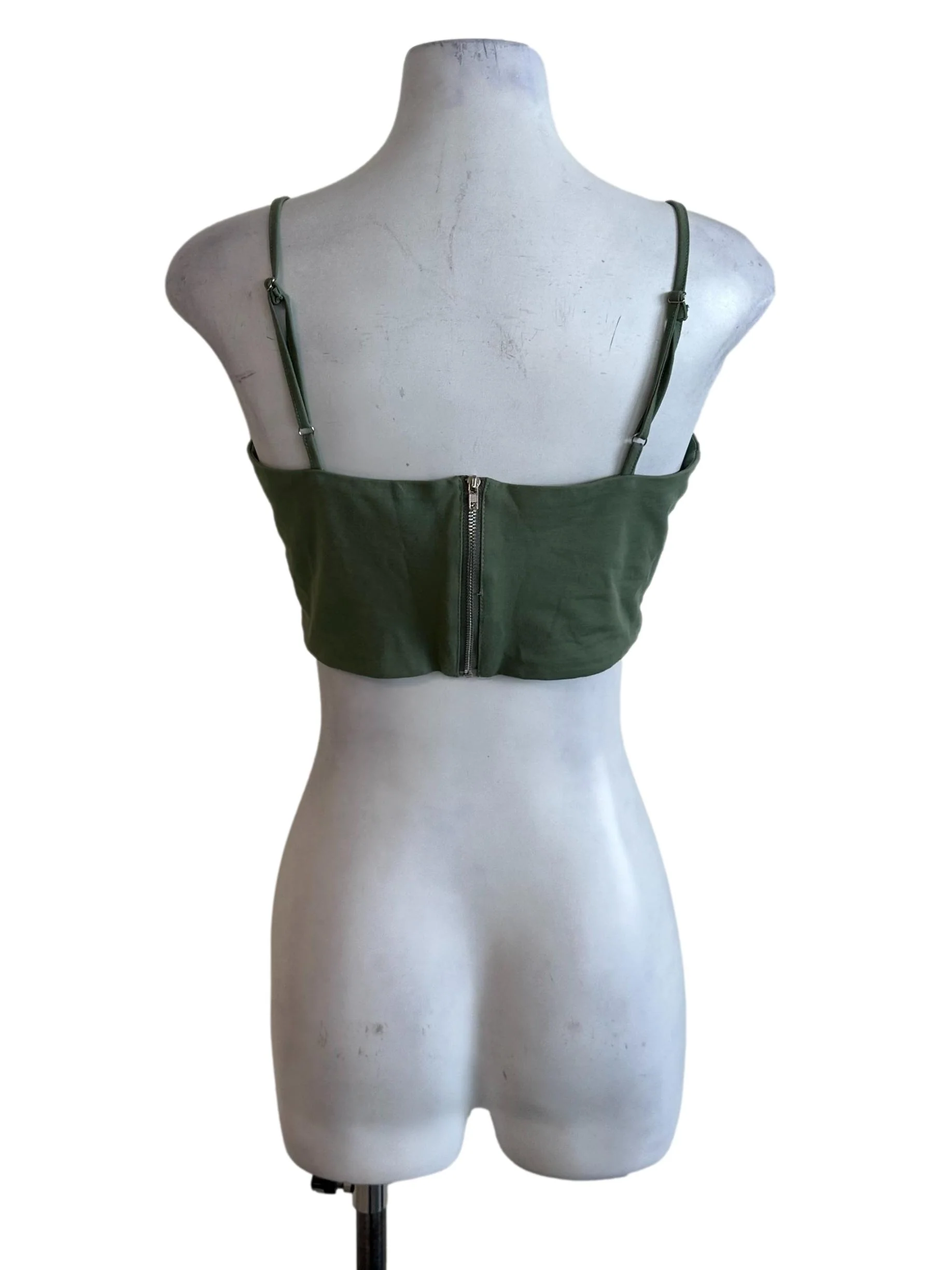 Sage Green Square Neck Crop Top - Image 2