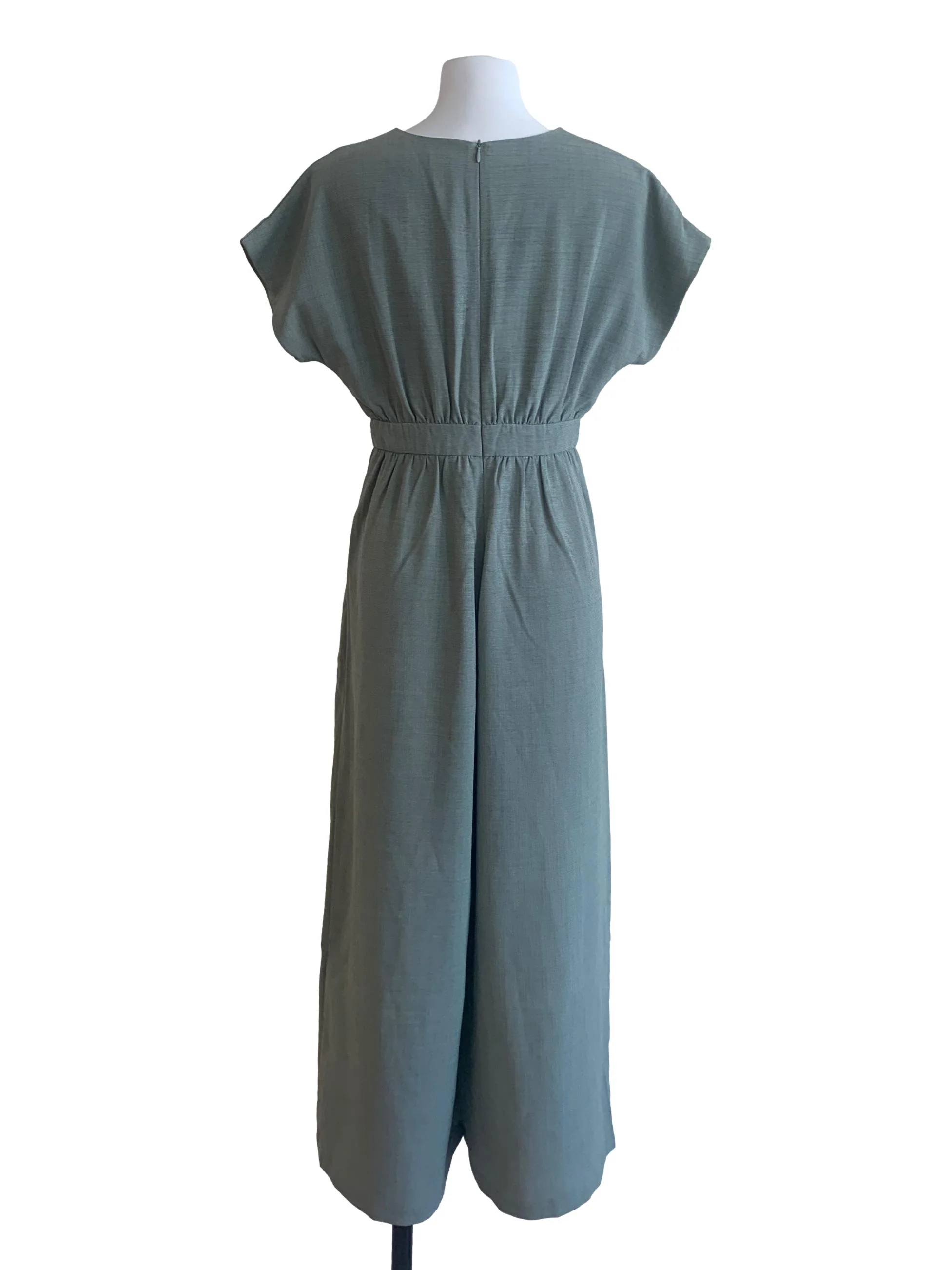 Sage Green V Neck Wide Leg Jumpsuit - Image 2