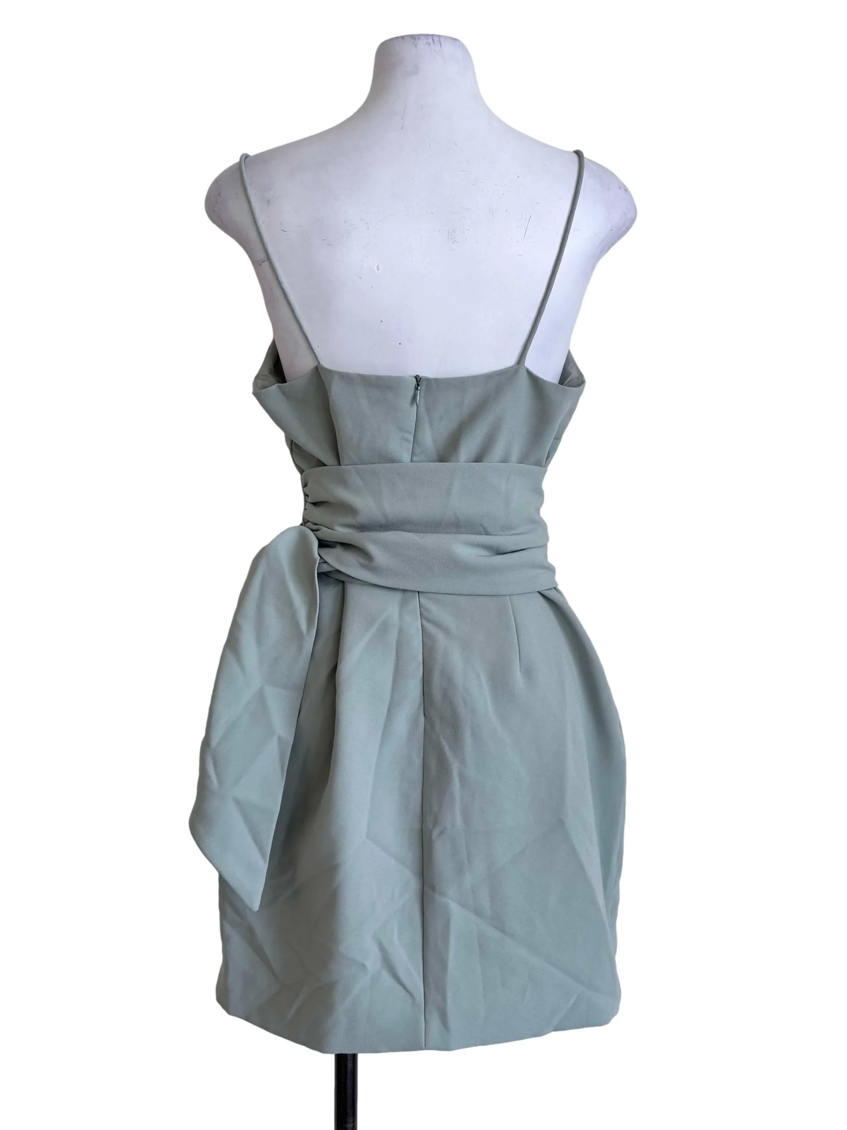 Sage Wrap Tie Mini Dress - Image 2