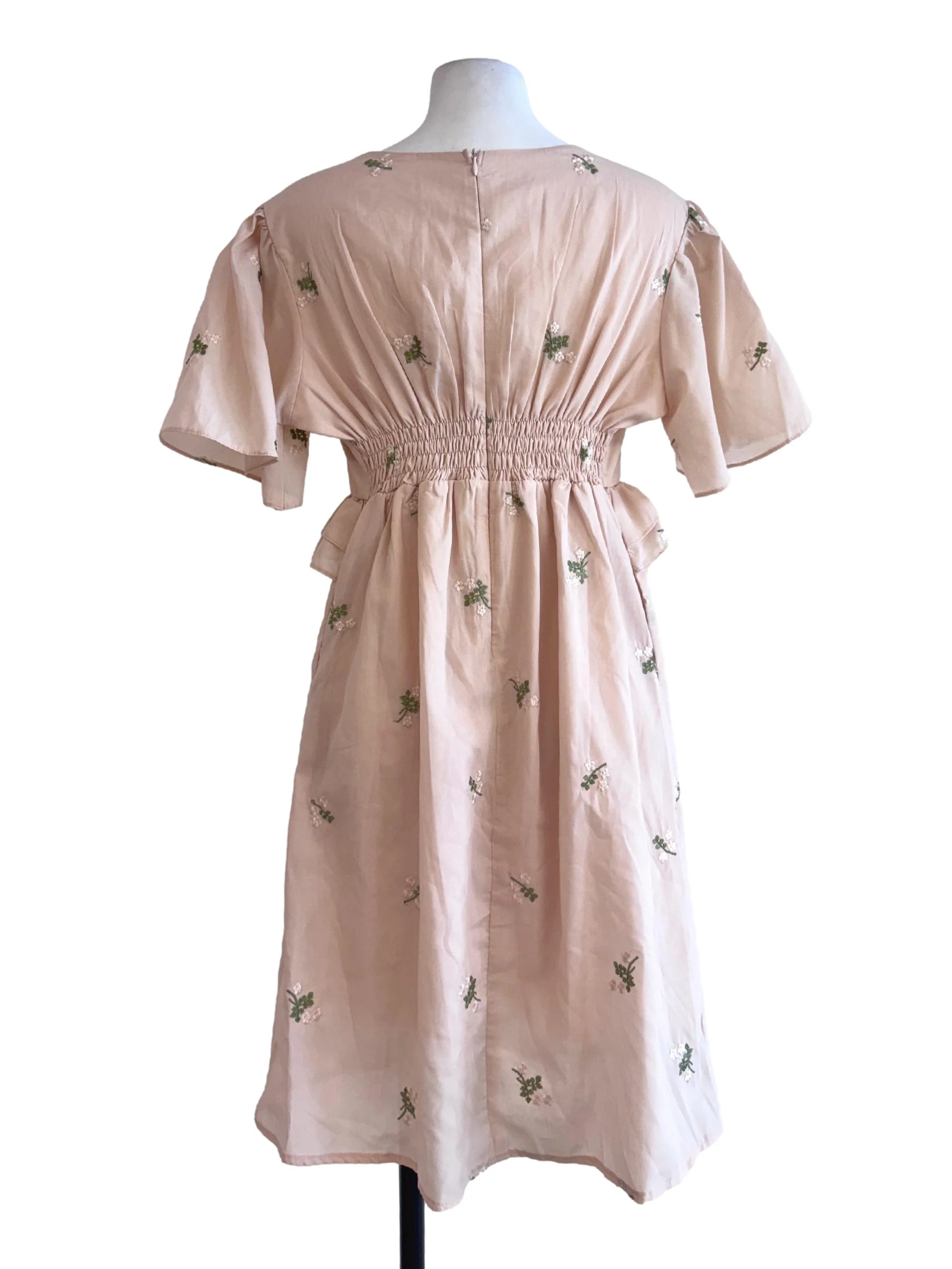 Salmon Floral V-Neck Dress - Image 2