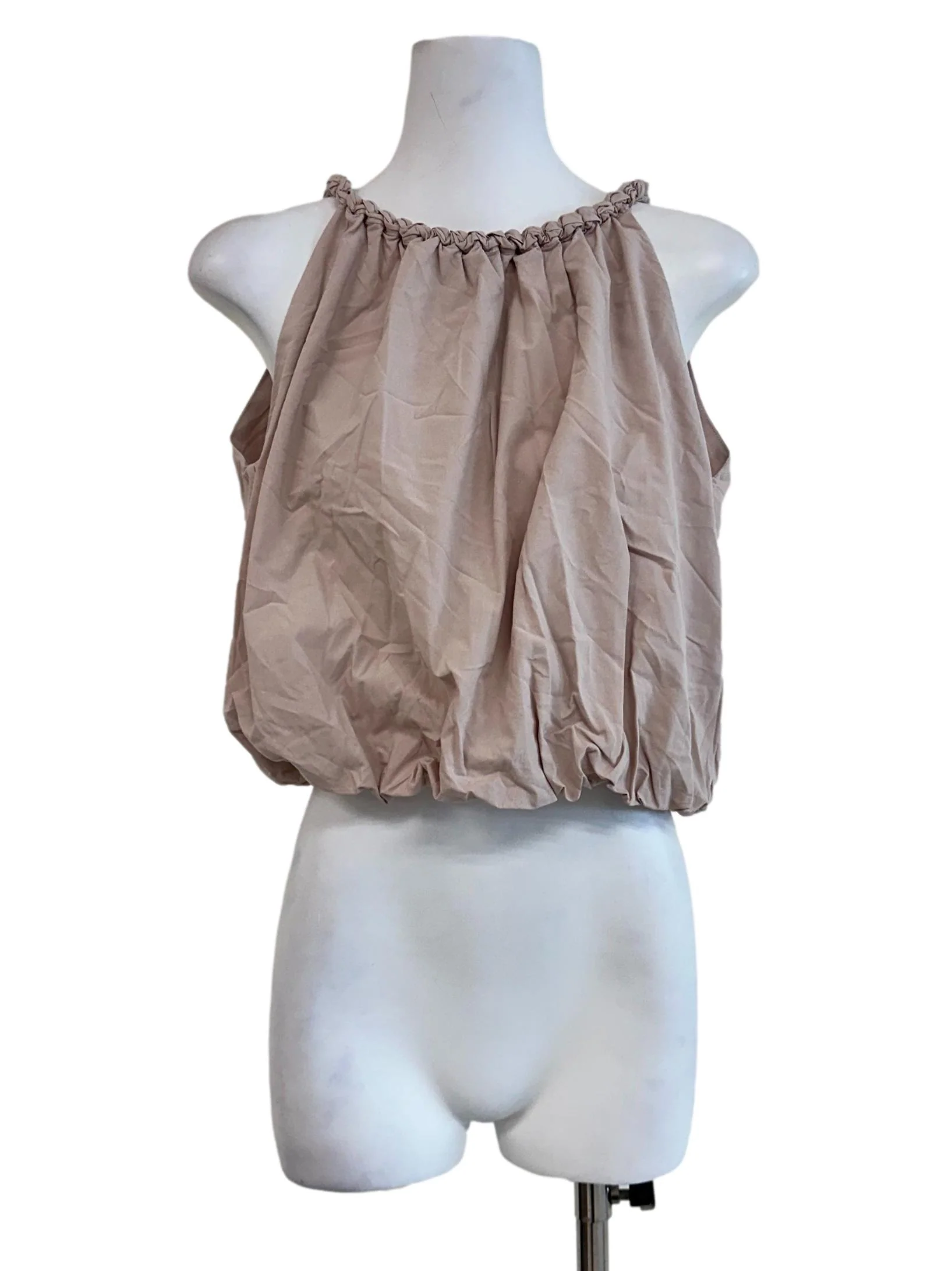 Salmon Pink Bubble Sleeveless Top