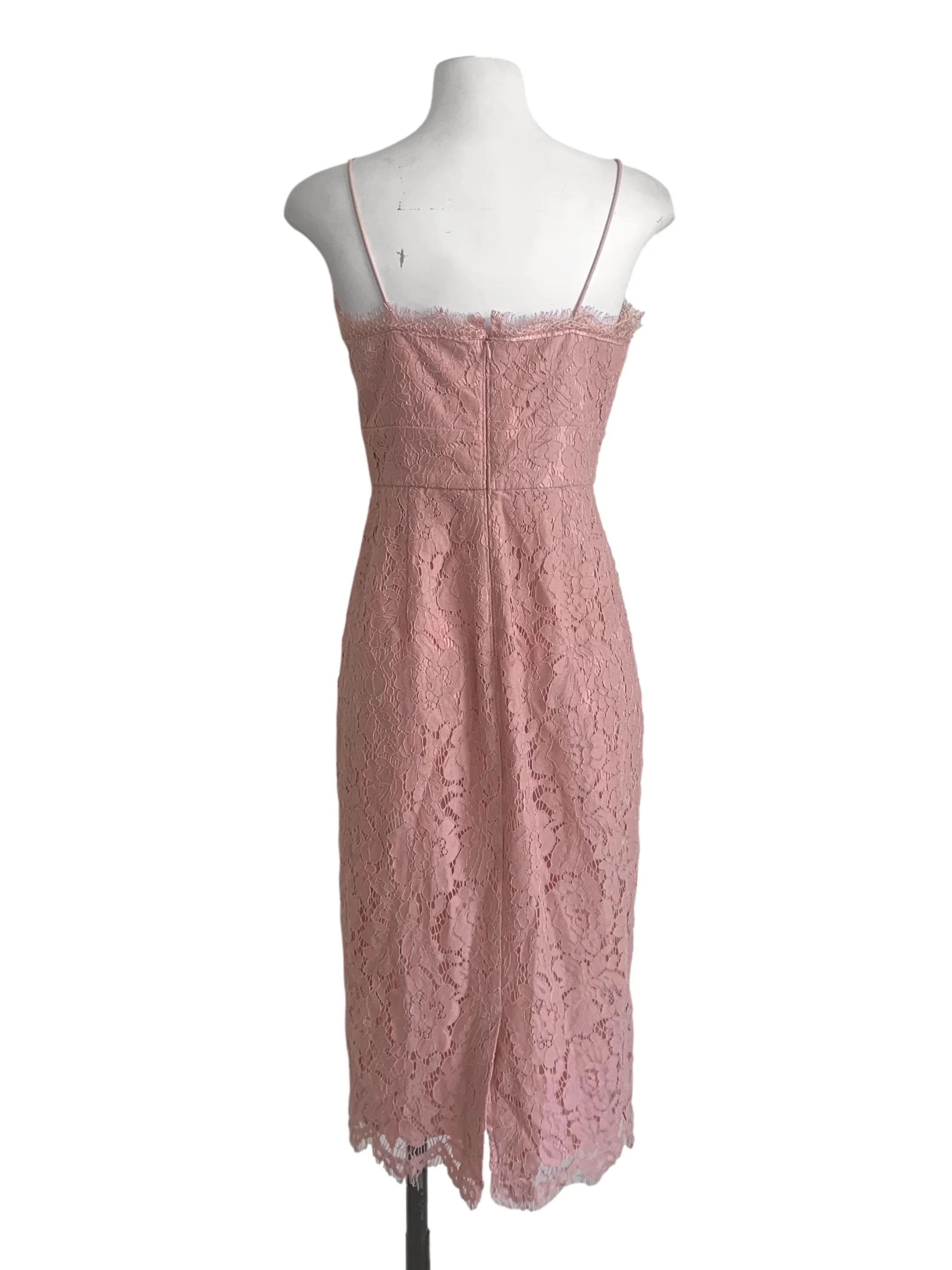 Salmon Pink Lace Pattern Sheath Dress LB - Image 2