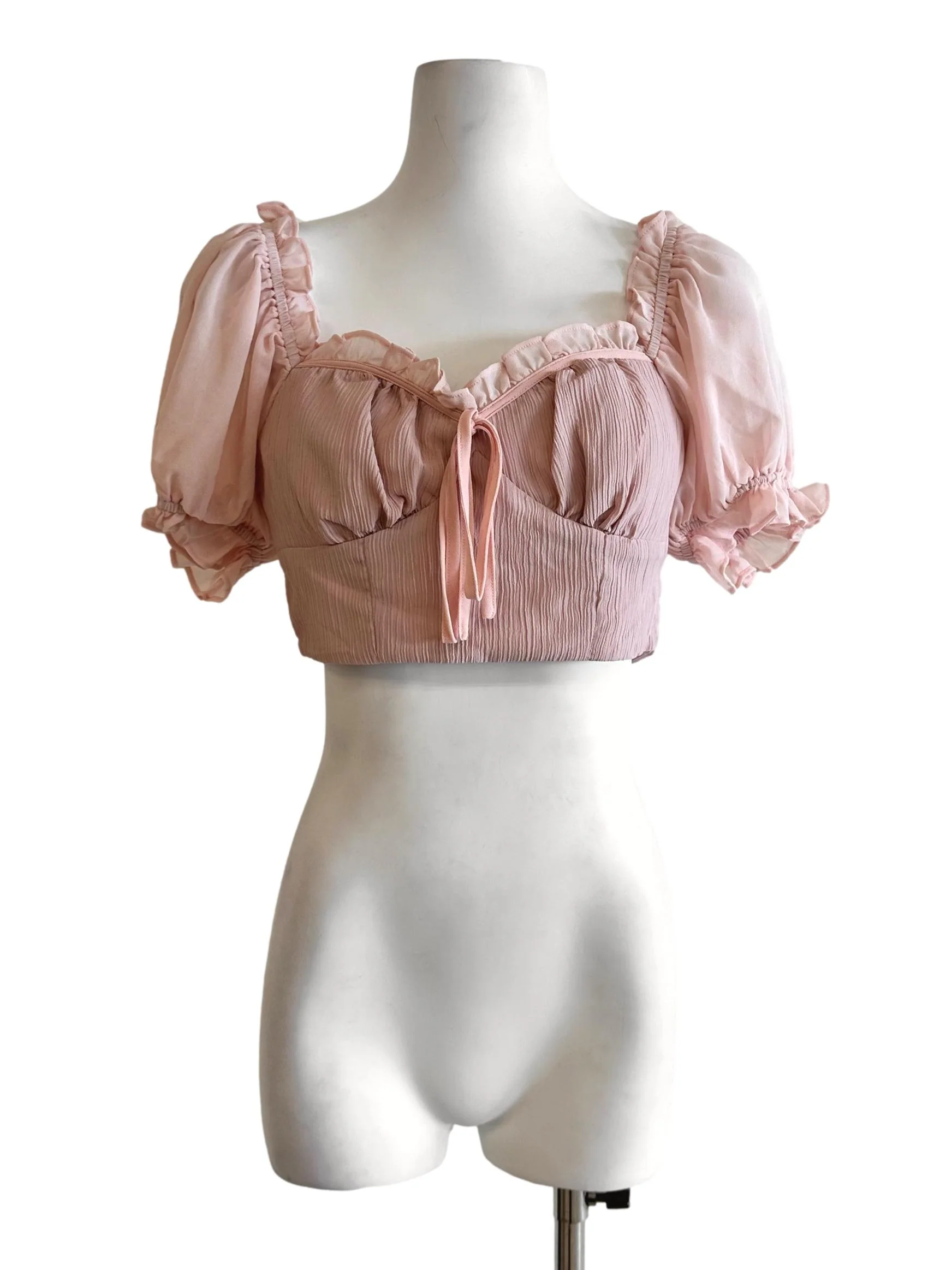 Salmon Pink Padded Crop Top
