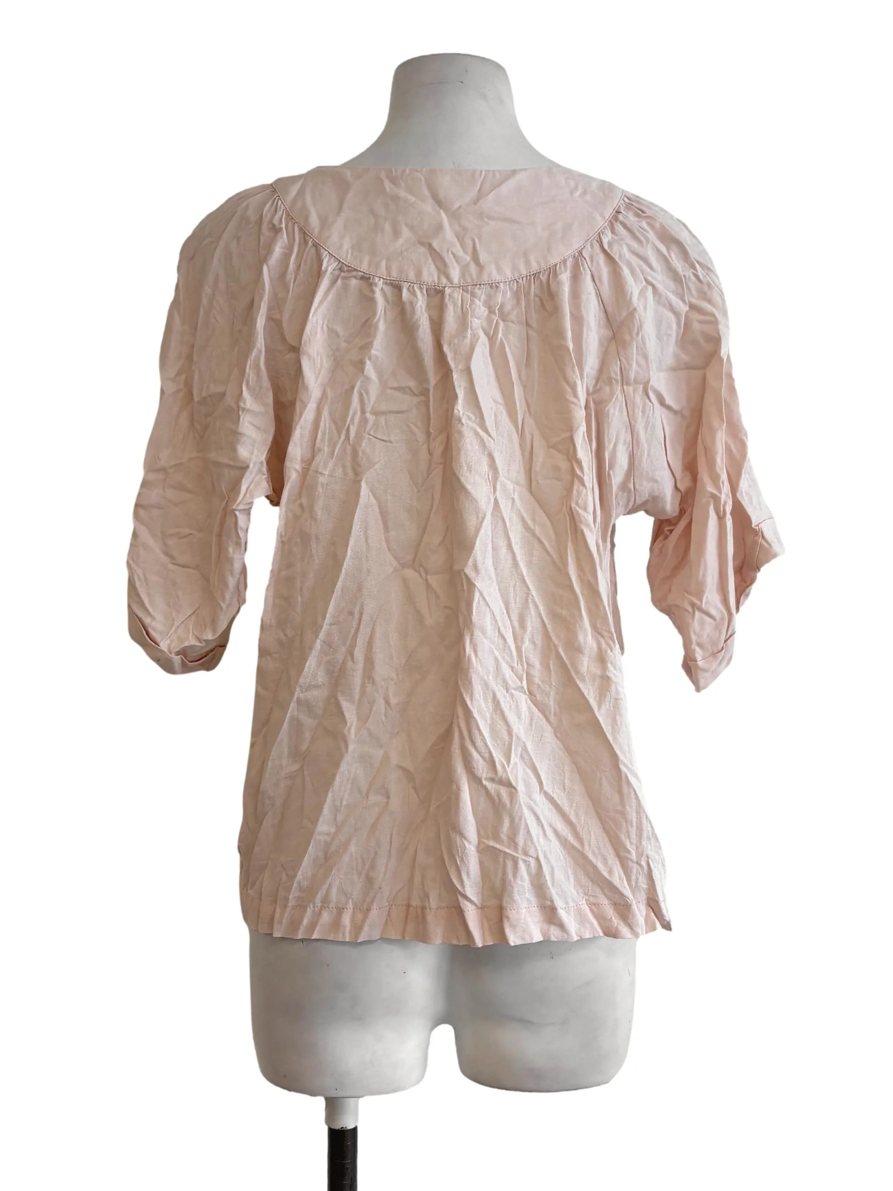 Salmon Pink Peasant Top TWL - Image 2