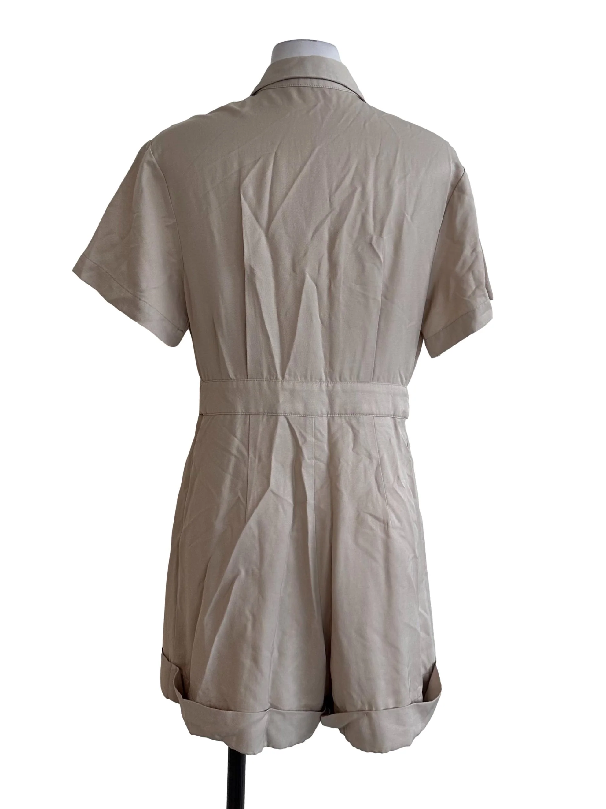 Sand Beige Collar Strap Rompers - Image 2