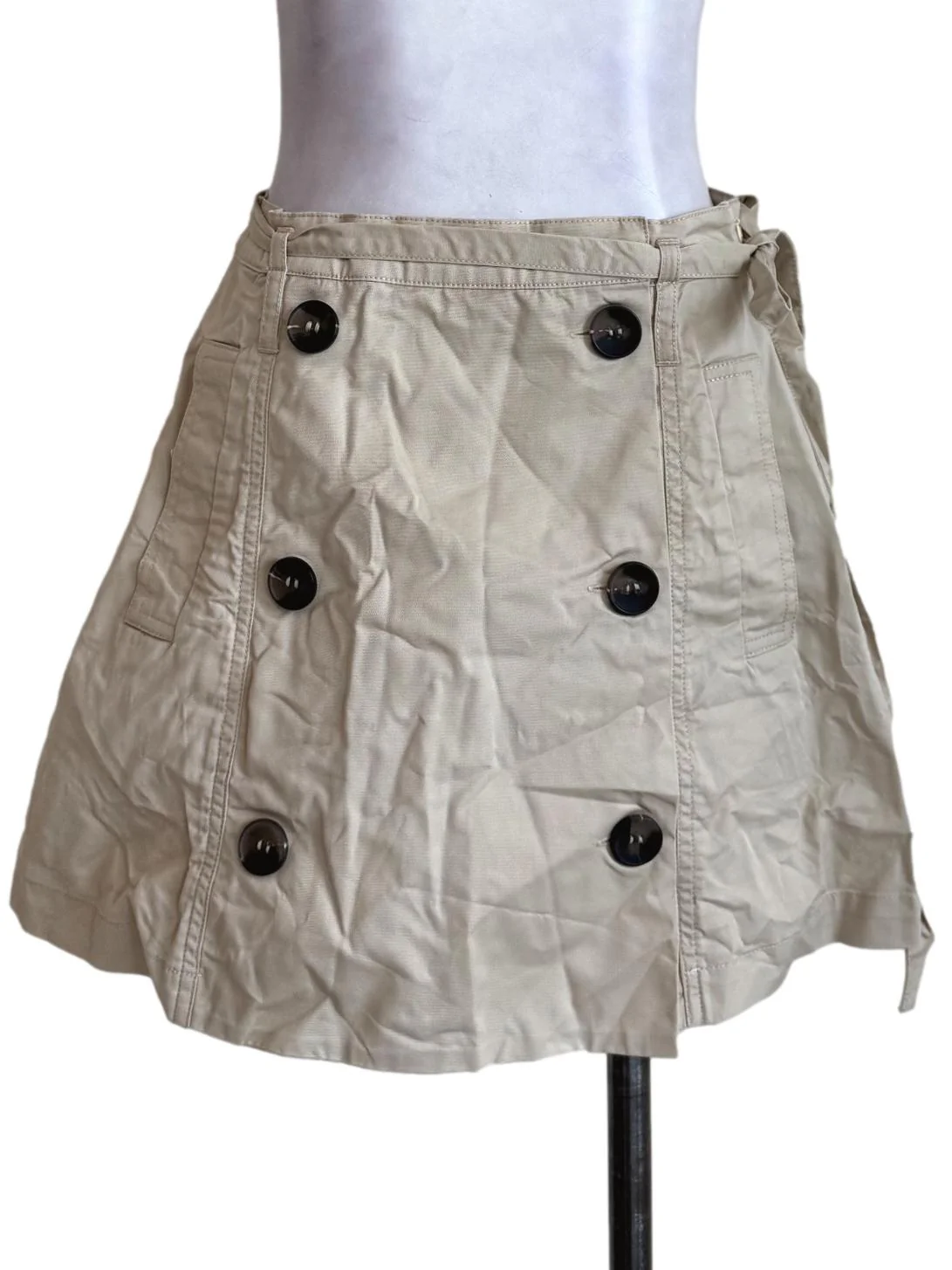 Sand Beige Front Button Skort