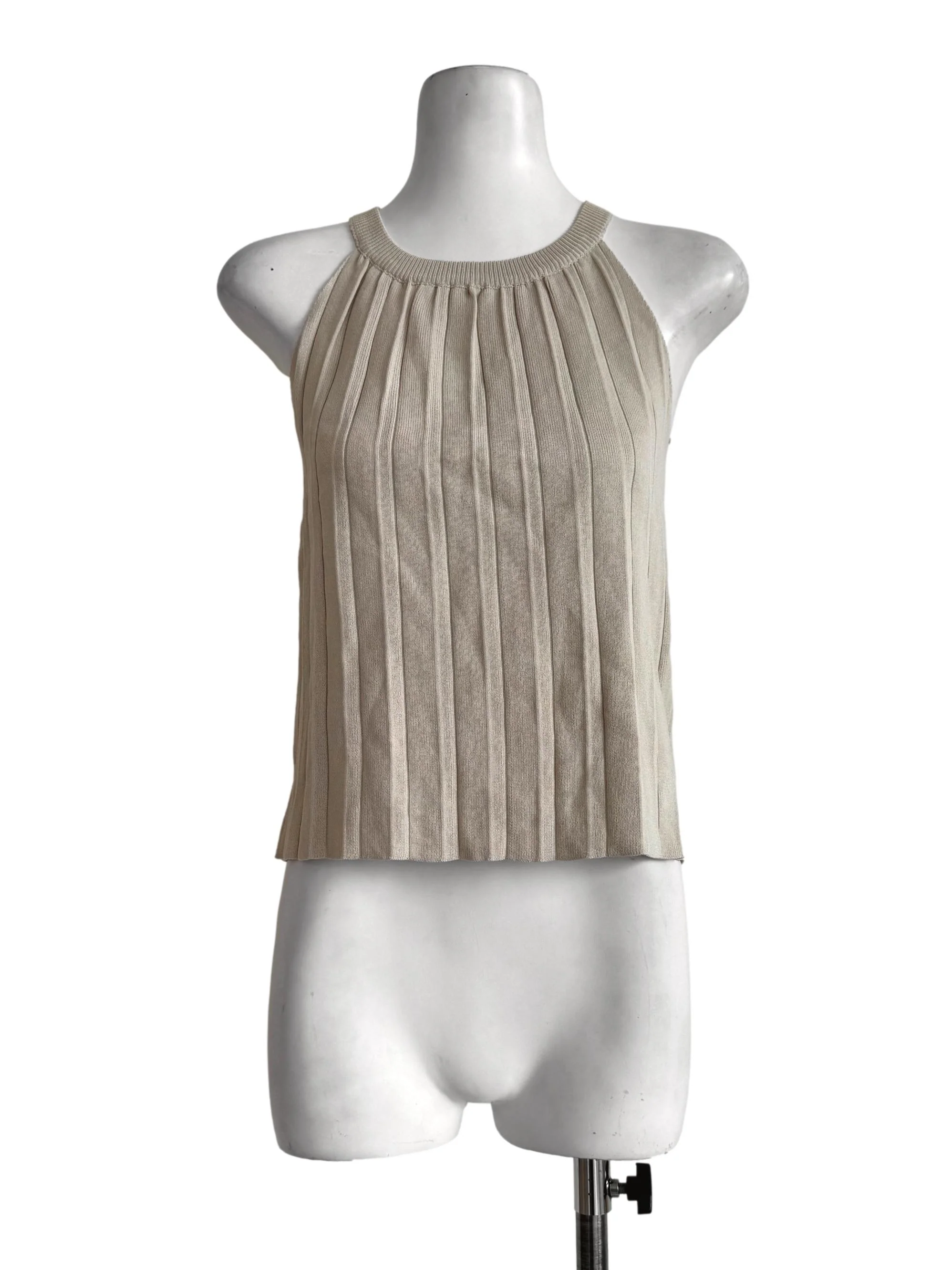 Sand Beige High Neck Top