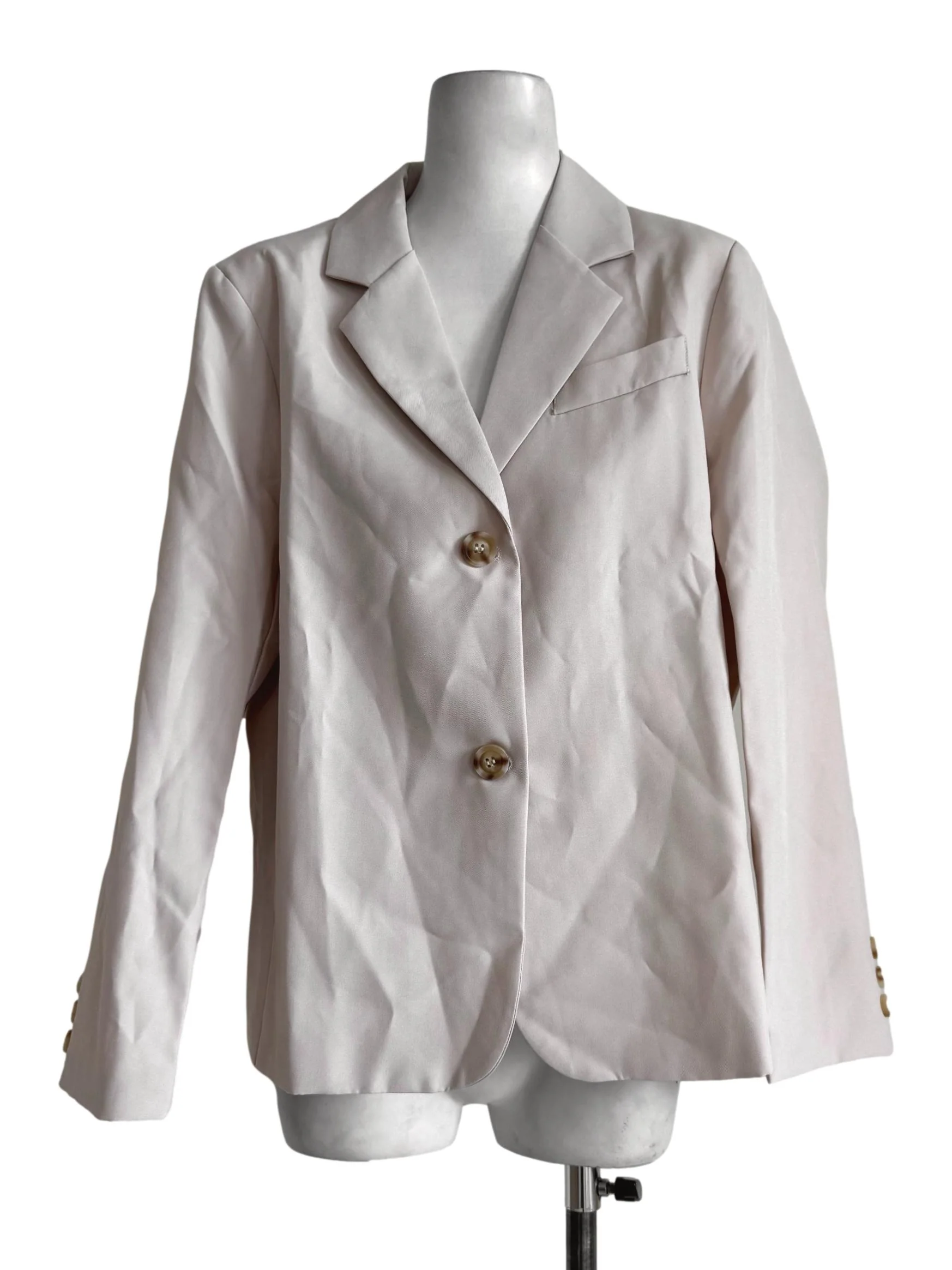 Sand Beige Long Sleeve Blazer
