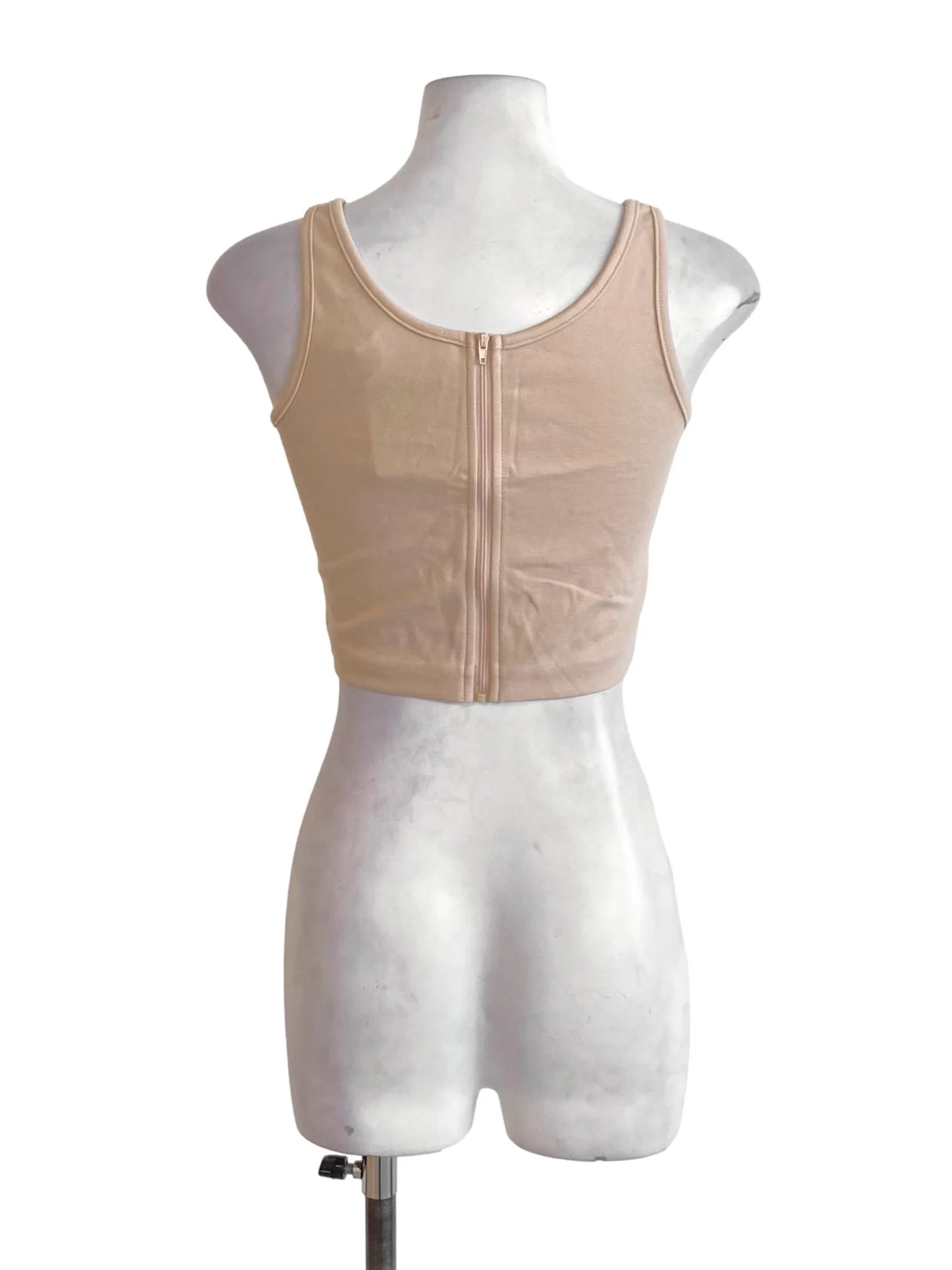 Sand Brown Round Neck Cropped Kavena Top - Image 2