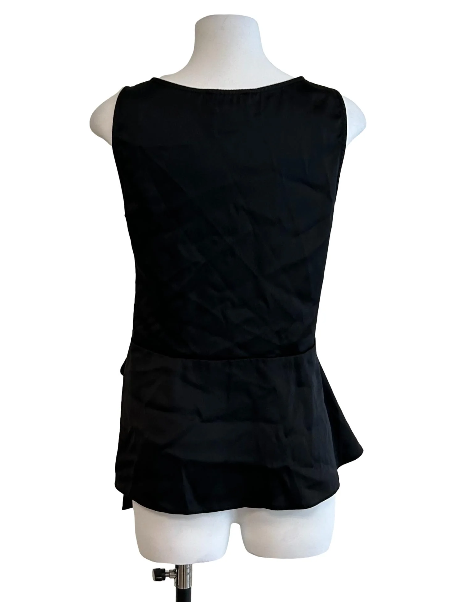 Satin Black Sleeveless Top - Image 2
