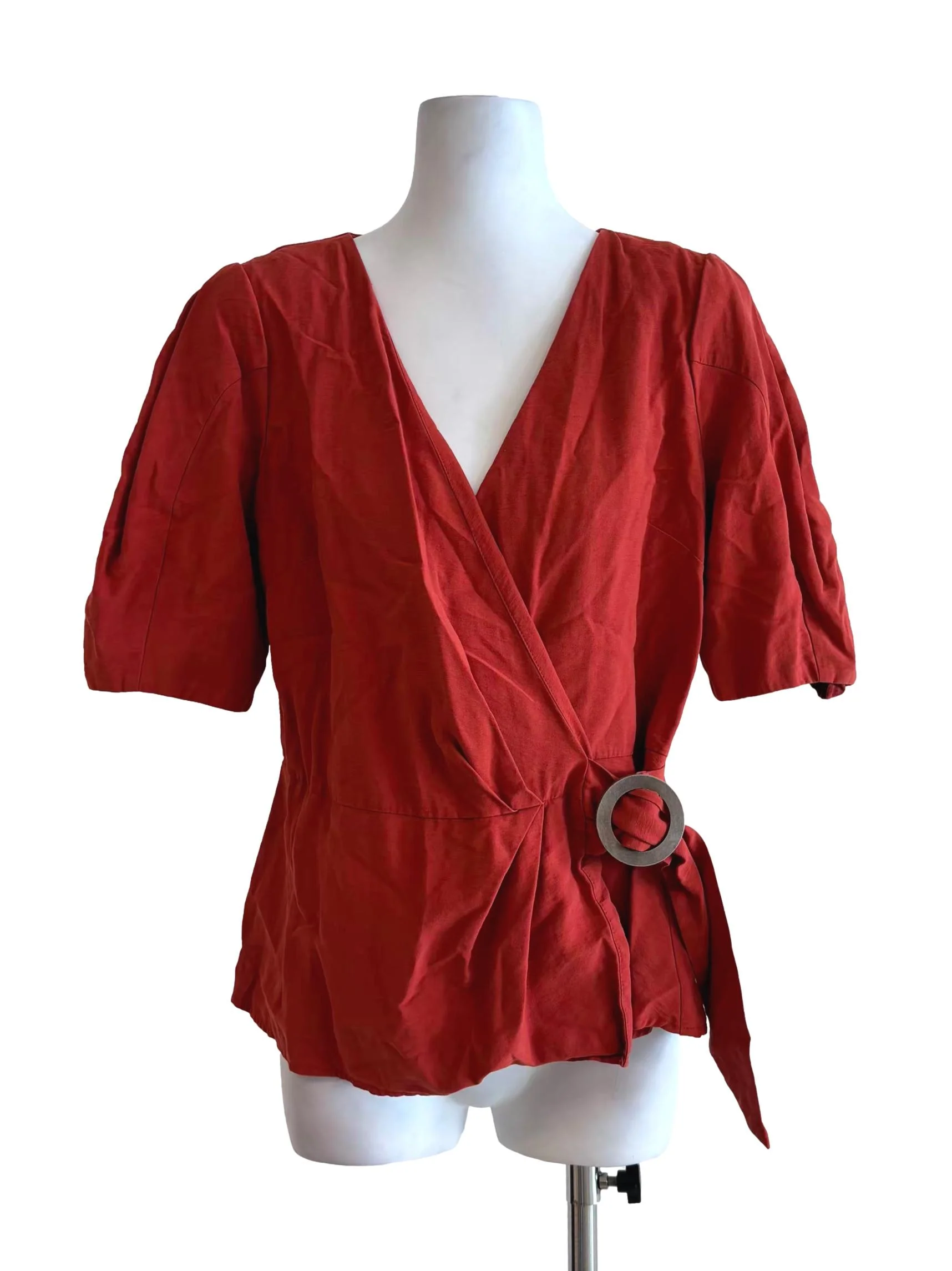 Scarlet Surplice Linen Top
