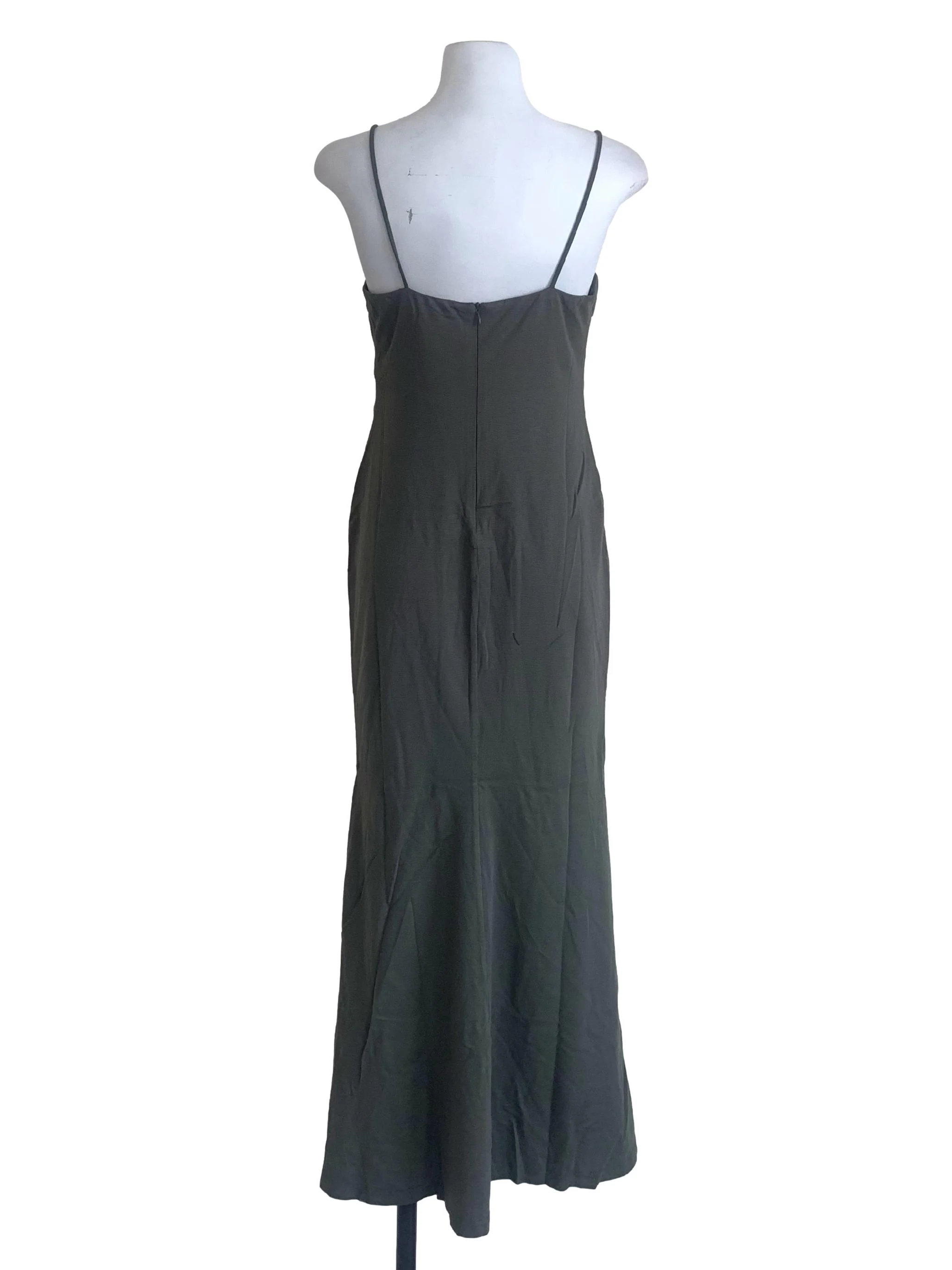 Seaweed Green Bodycon Spaghetti Strap Dress - Image 2